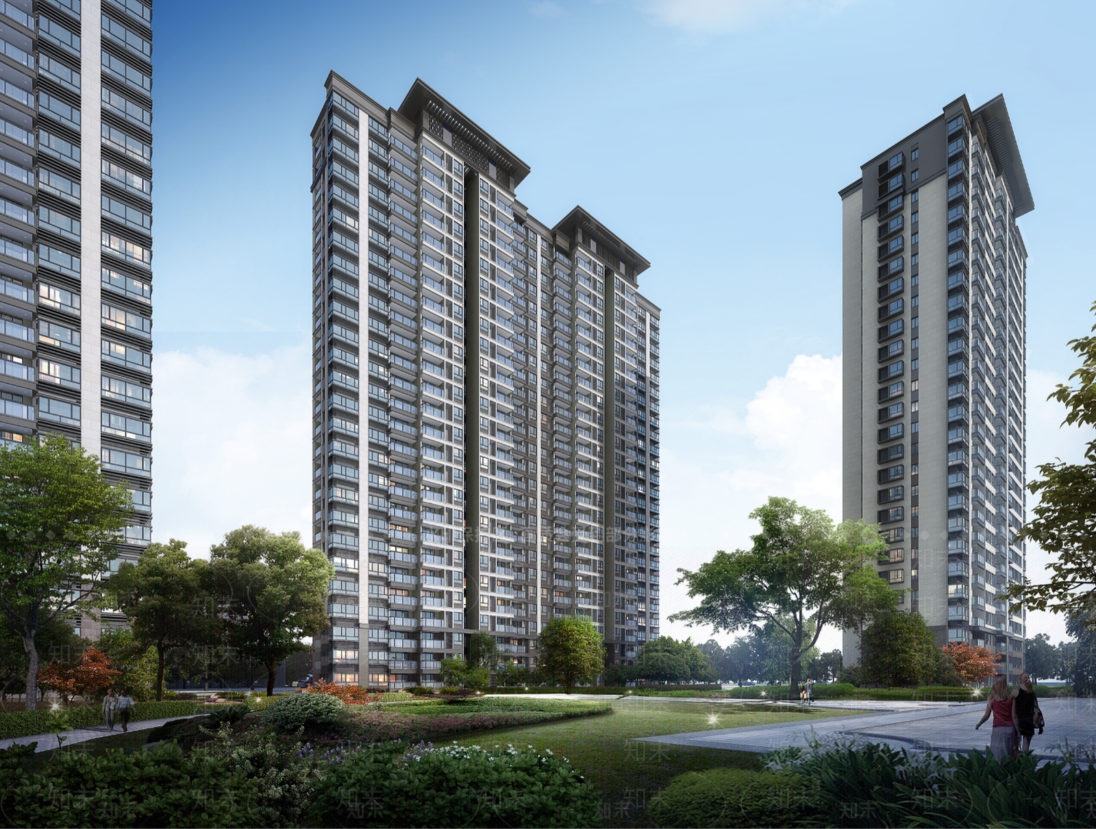 新中式高层住宅SU模型下载【ID:1191469481】