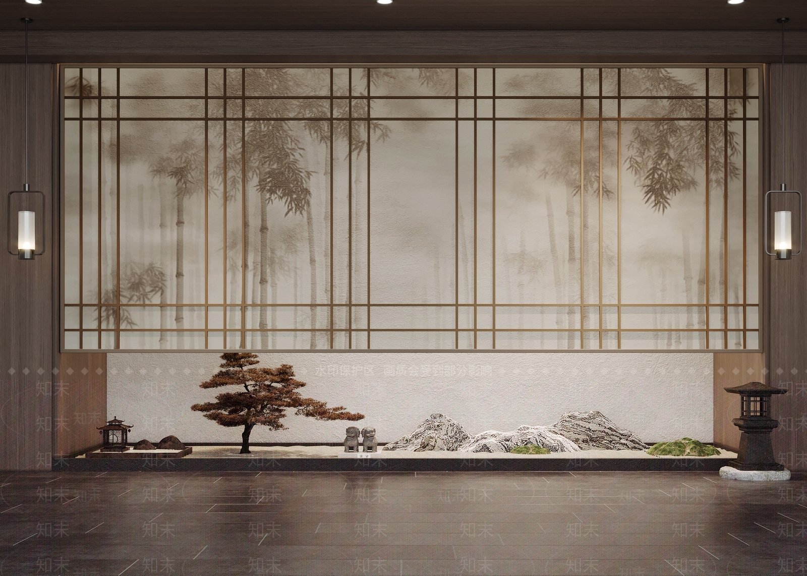 新中式室内景观SU模型下载【ID:1191194354】