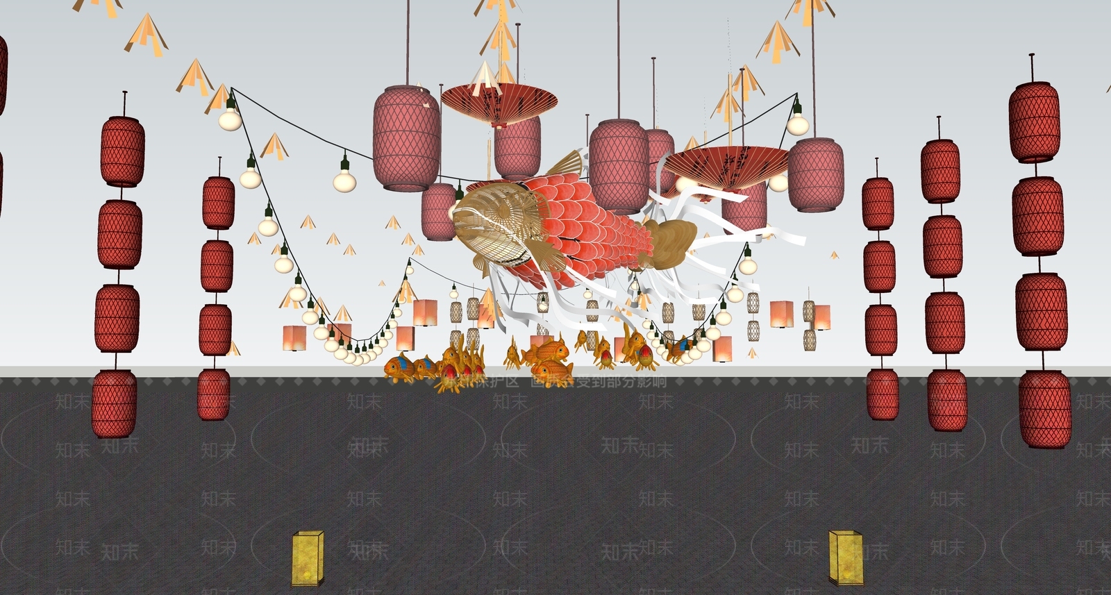 中式灯笼SU模型下载【ID:1191195641】