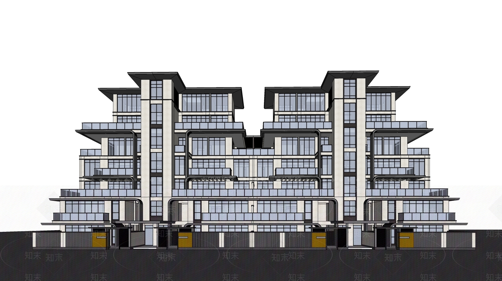 新中式多层住宅SU模型下载【ID:1191195909】