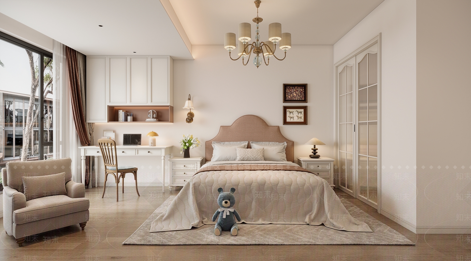 美式家居卧室3D模型下载【ID:1191197452】