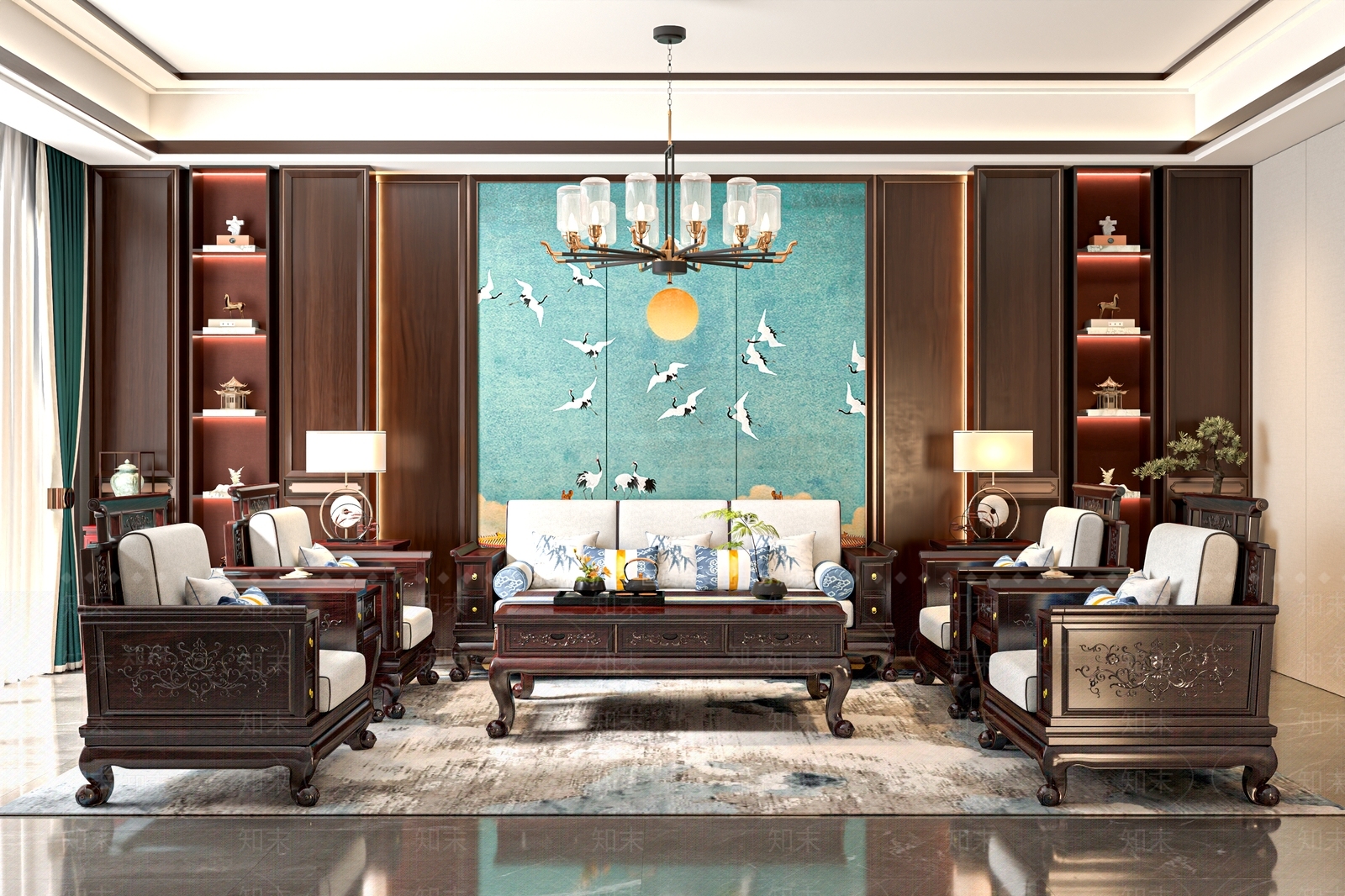 新中式中式沙发组合3D模型下载【ID:1191198659】