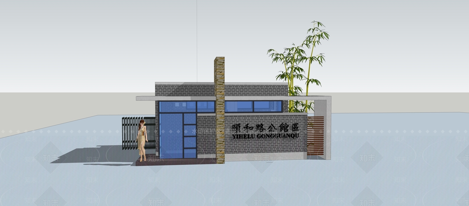 中式入口大门SU模型下载【ID:1191197667】