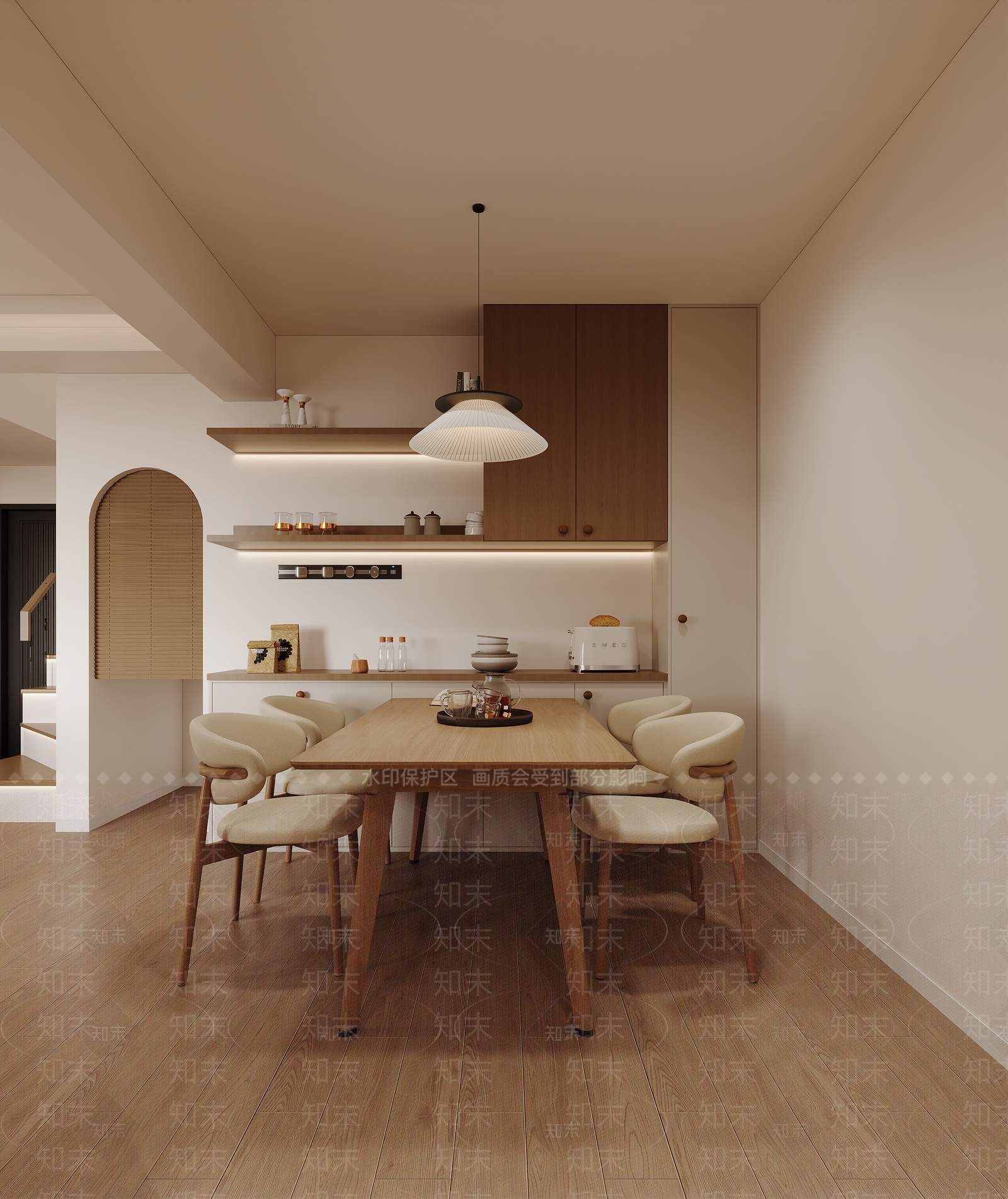 原木家居餐厅3D模型下载【ID:1215095905】