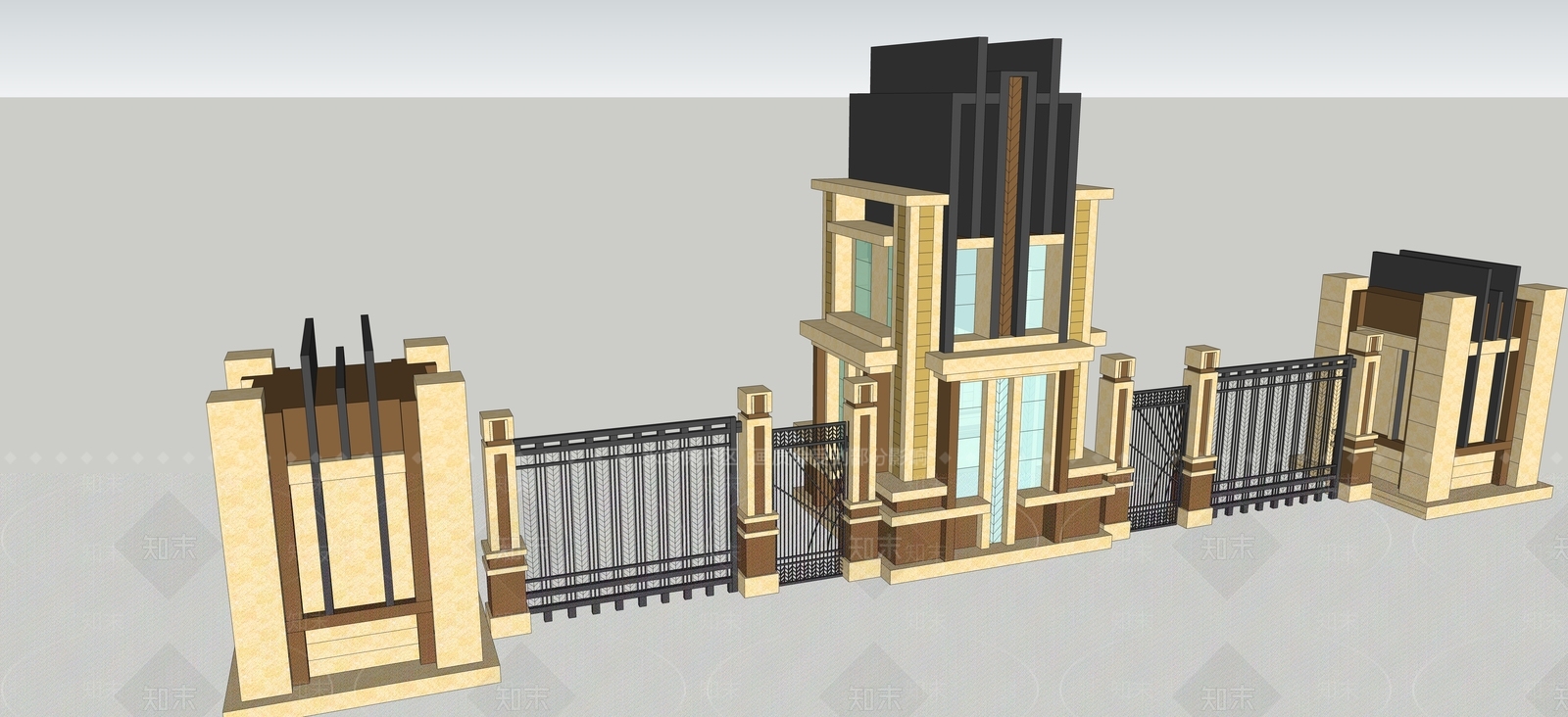 法式入口大门SU模型下载【ID:1191201147】