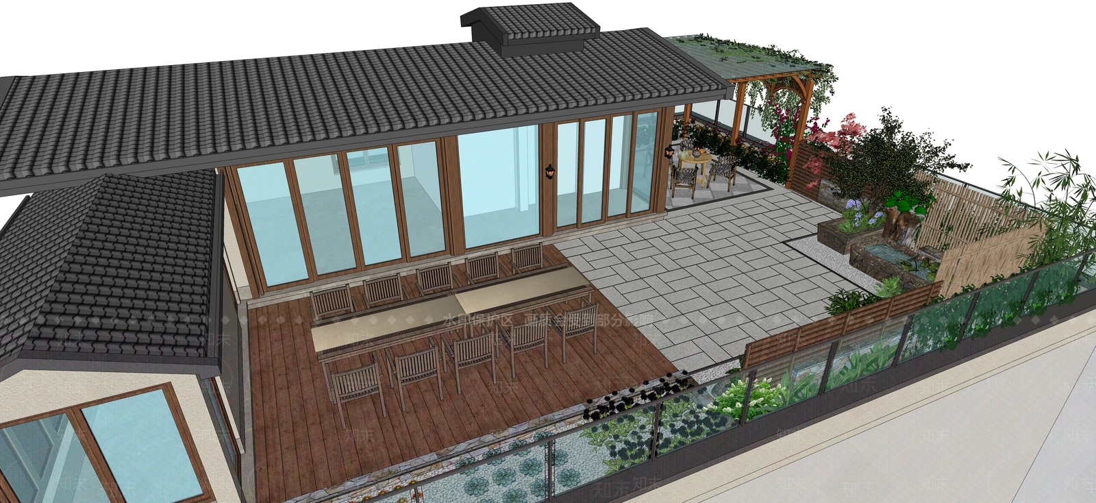 现代屋顶花园SU模型下载【ID:1191201512】