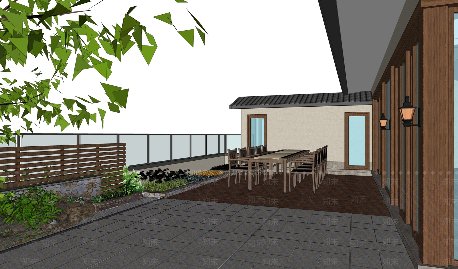 现代屋顶花园SU模型下载【ID:1191201512】