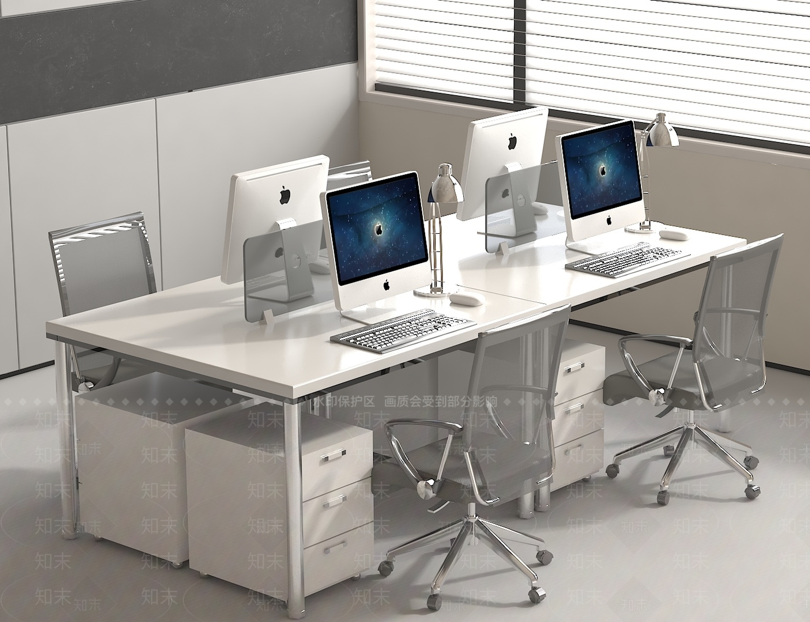 现代中式办公桌椅SU模型下载【ID:1191202984】