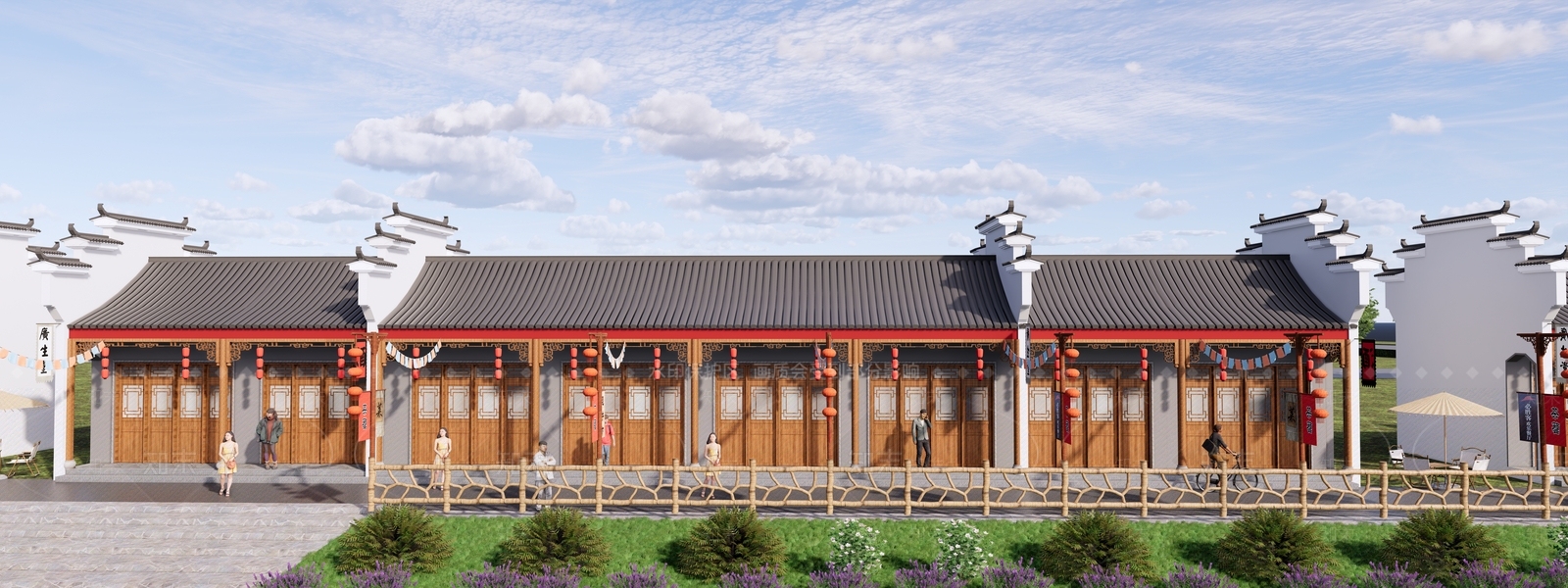 新中式中式商业街SU模型下载【ID:1191204629】