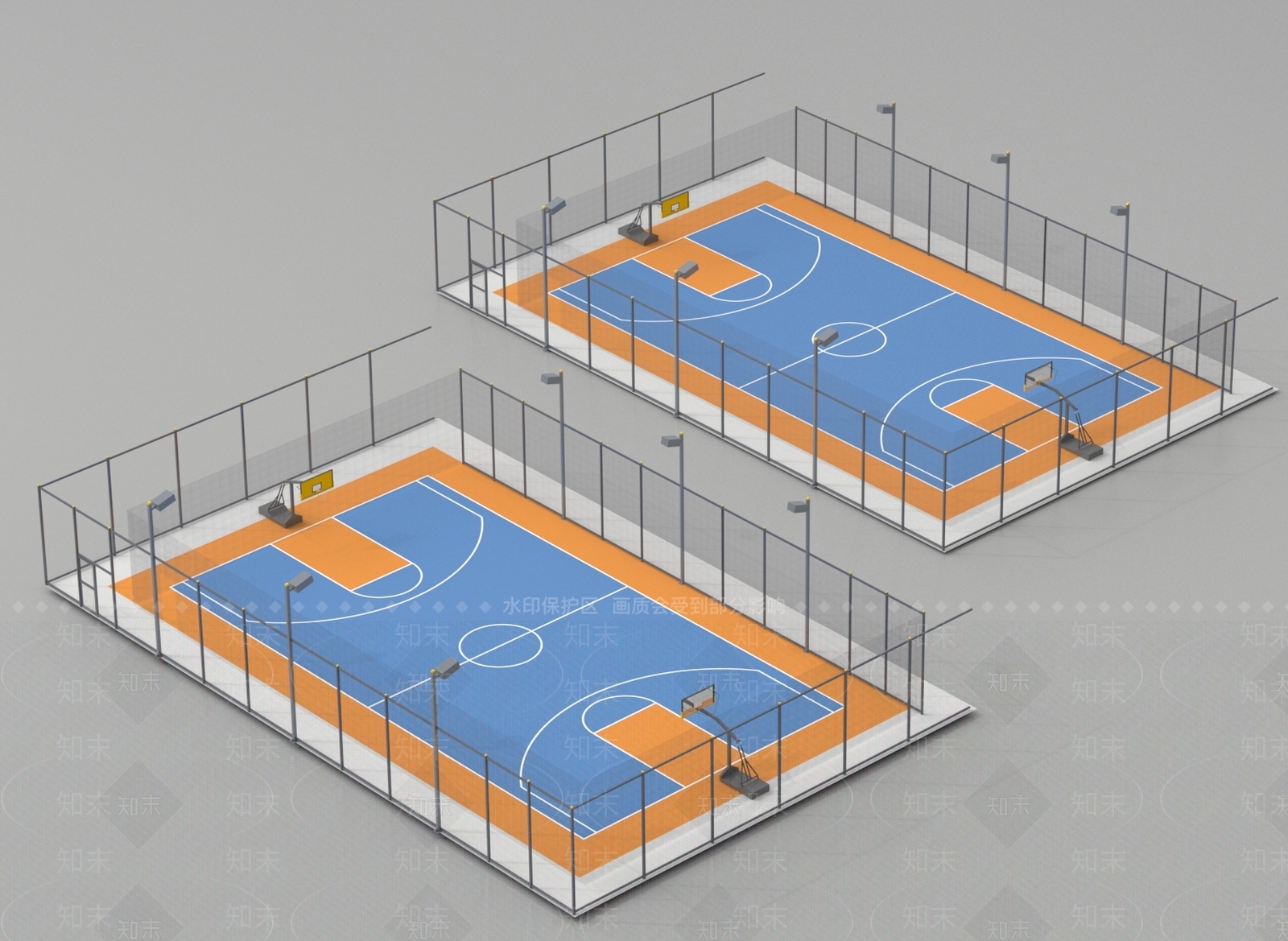 现代篮球场SU模型下载【ID:1191205150】
