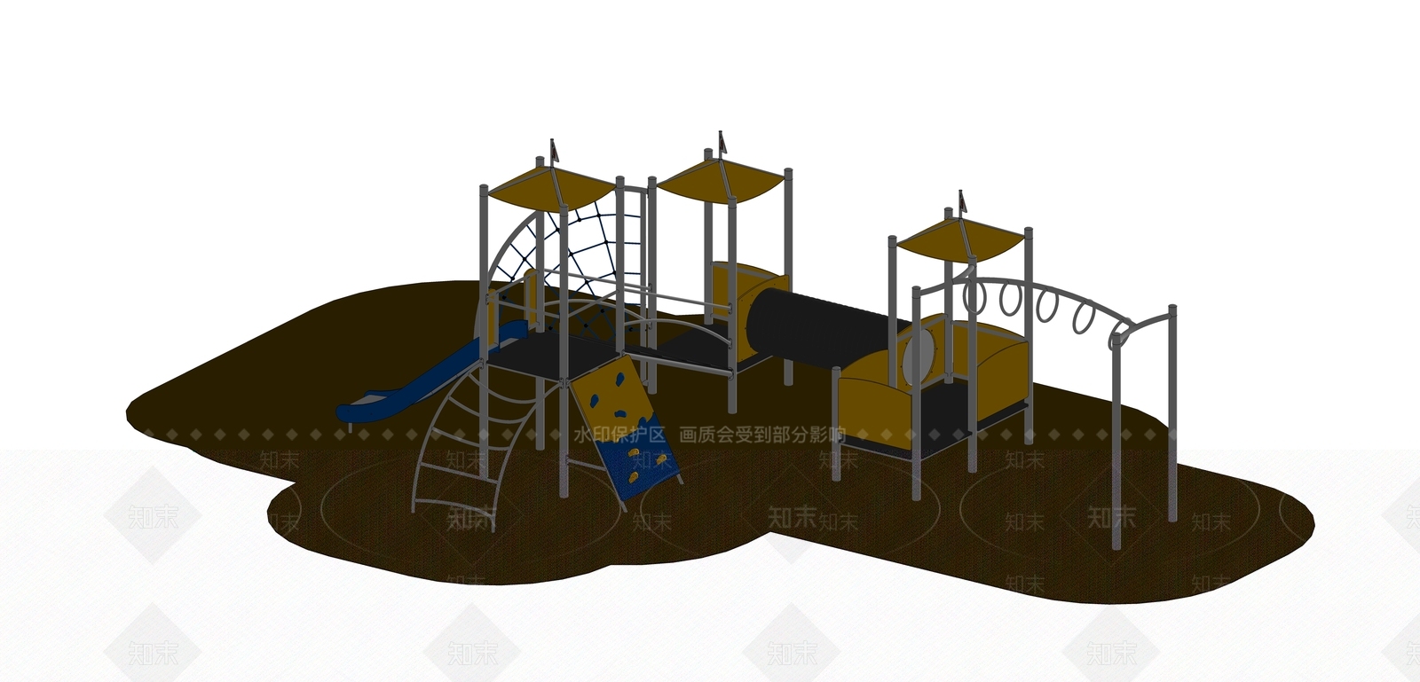 现代北欧儿童游乐区SU模型下载【ID:1191205661】