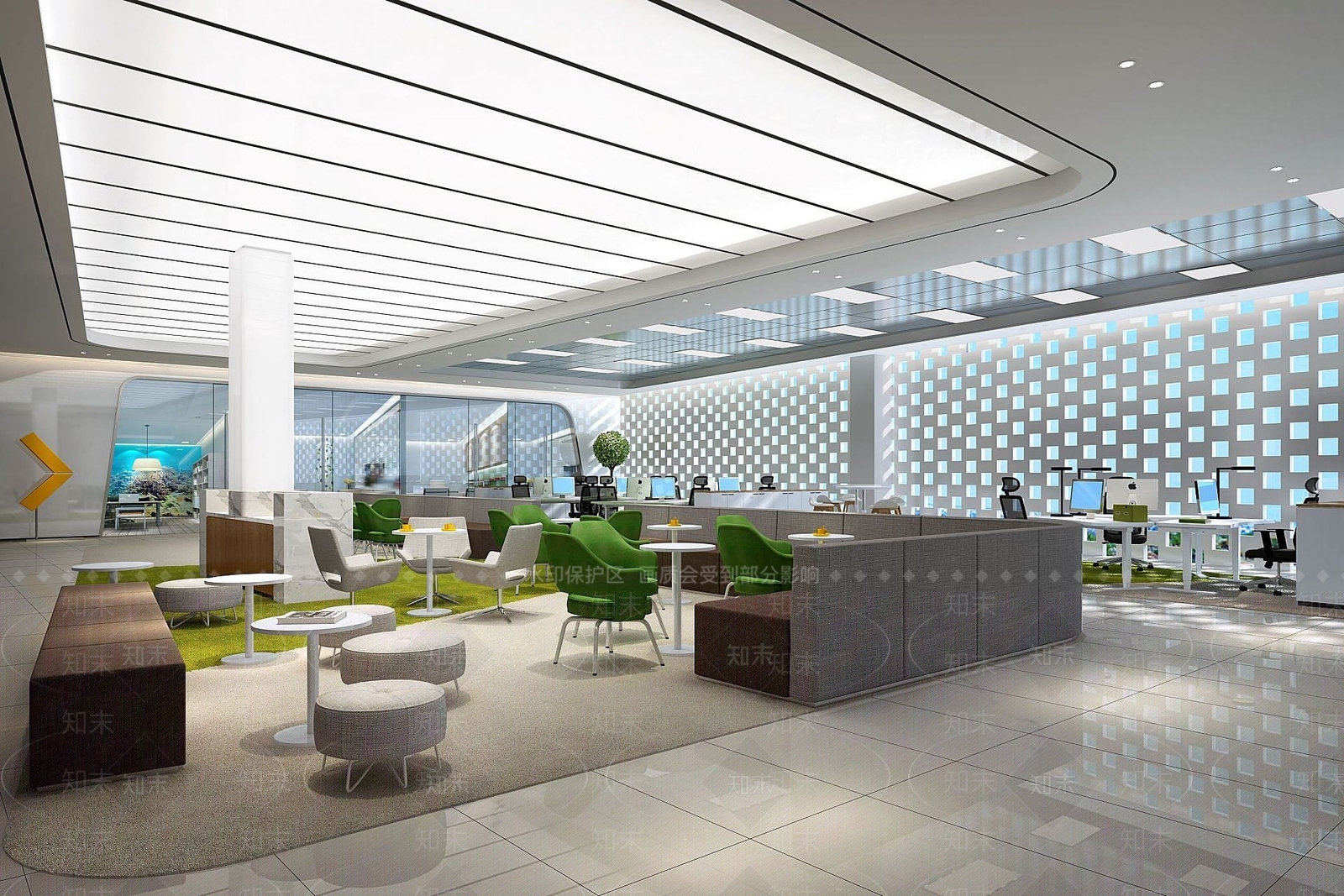 现代办公室休息区接待区3D模型下载【ID:1191212211】