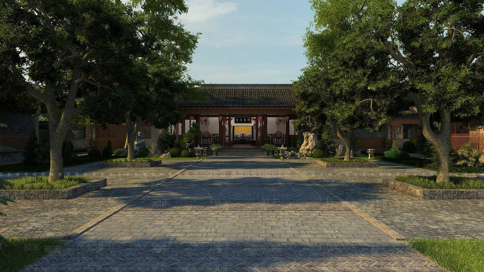 现代古建风格建筑3D模型下载【ID:1191212419】