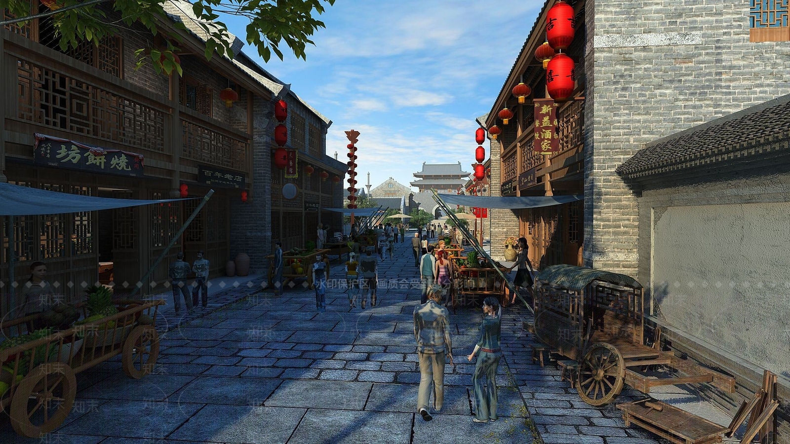 现代古建商业街3D模型下载【ID:1191212684】