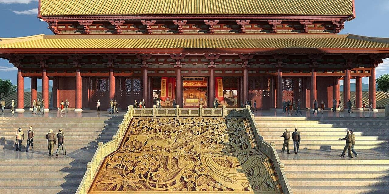 现代古建寺庙大殿3D模型下载【ID:1191212769】