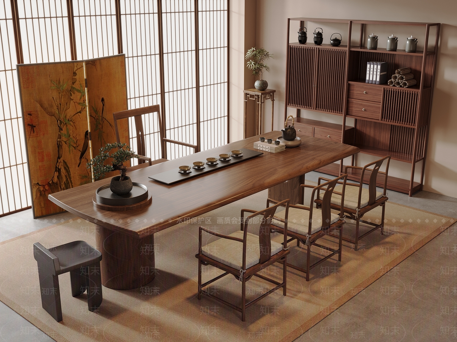 新中式中式茶室SU模型下载【ID:1191213455】