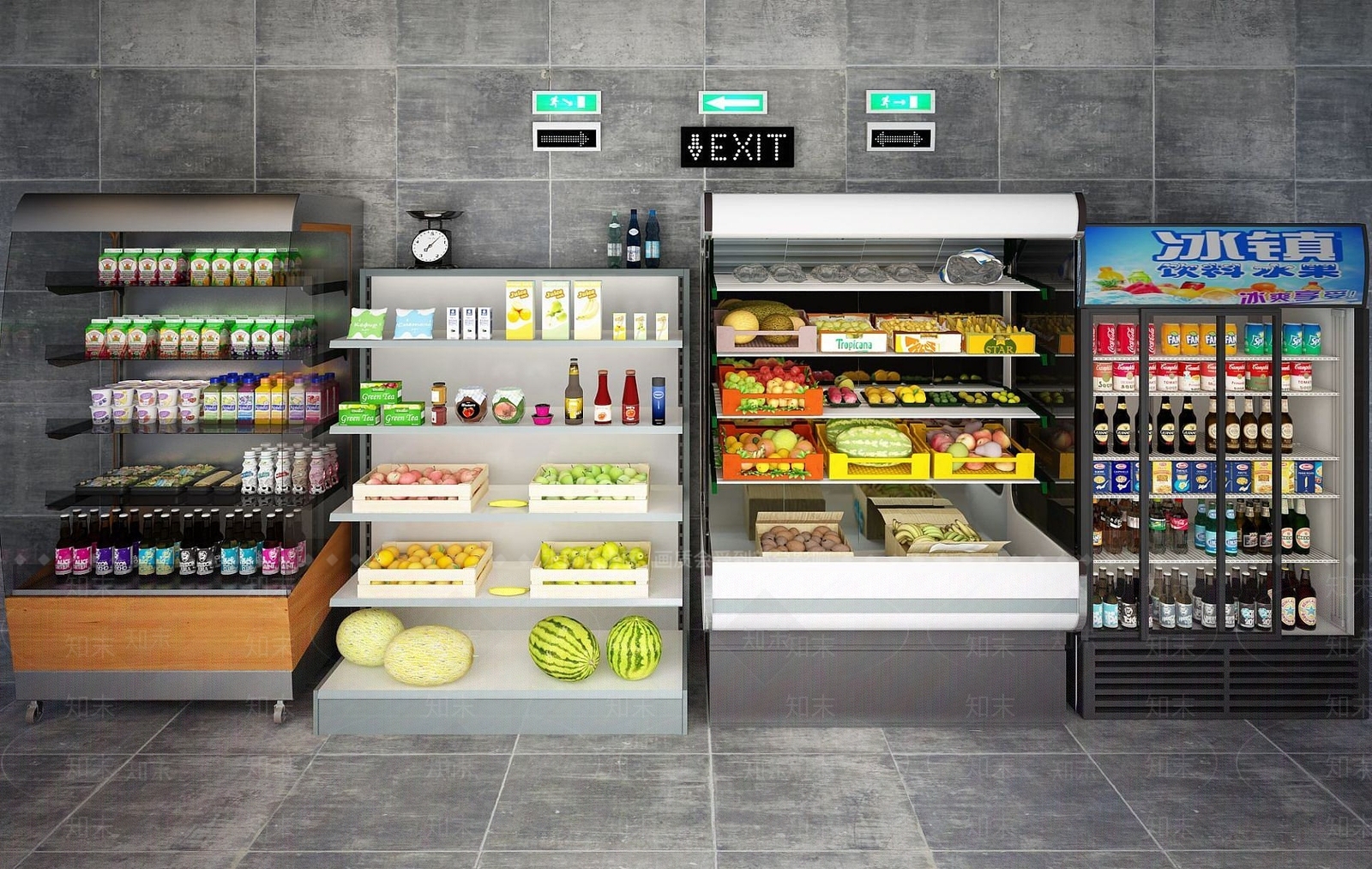 现代超市冰柜3D模型下载【ID:1191214100】