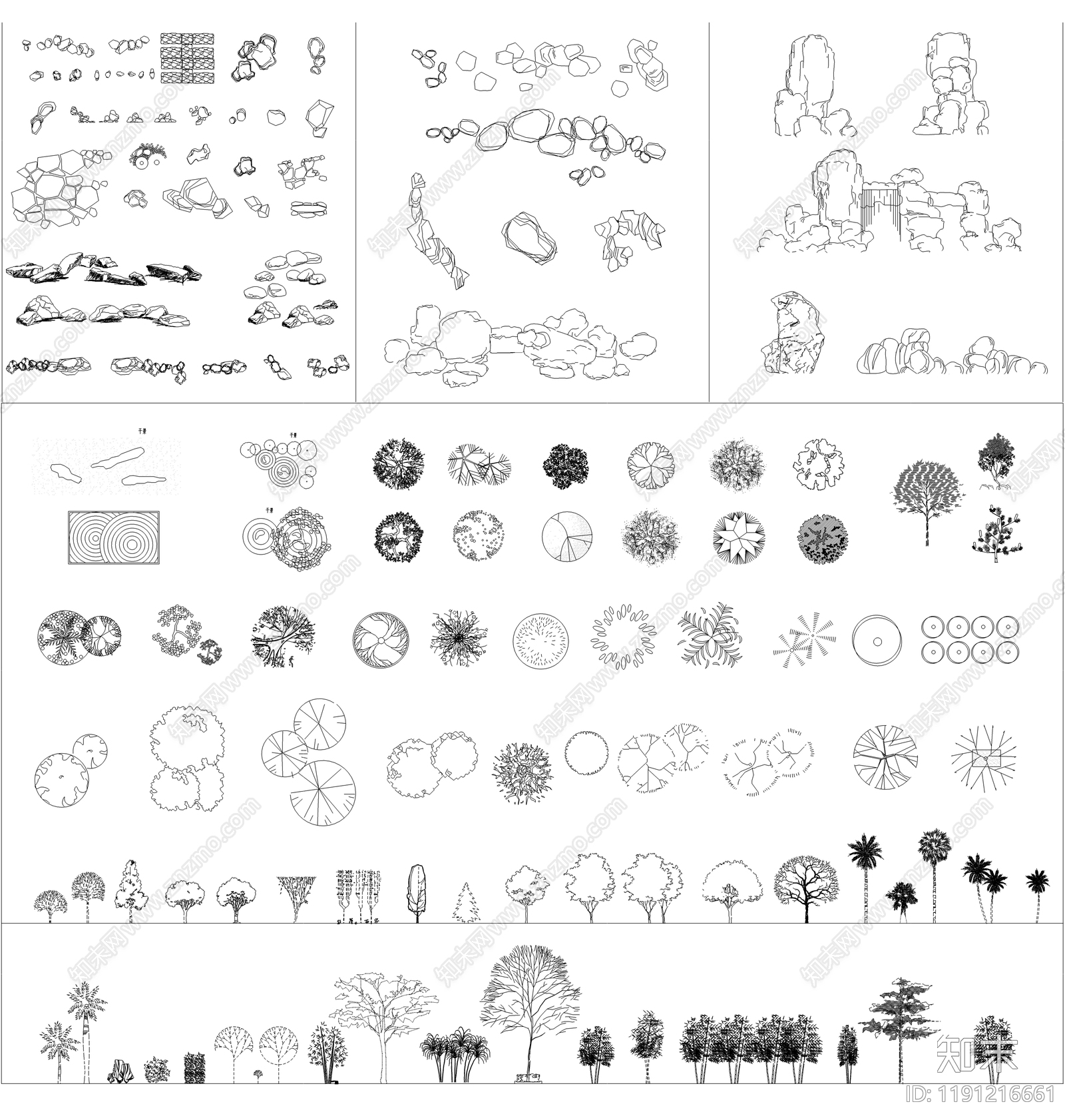 现代综合植物图库施工图下载【ID:1191216661】