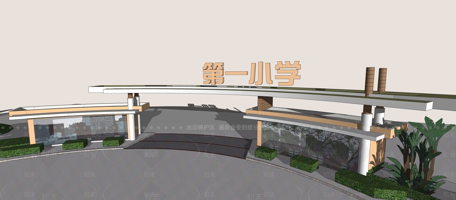 现代入口大门SU模型下载【ID:1191216826】