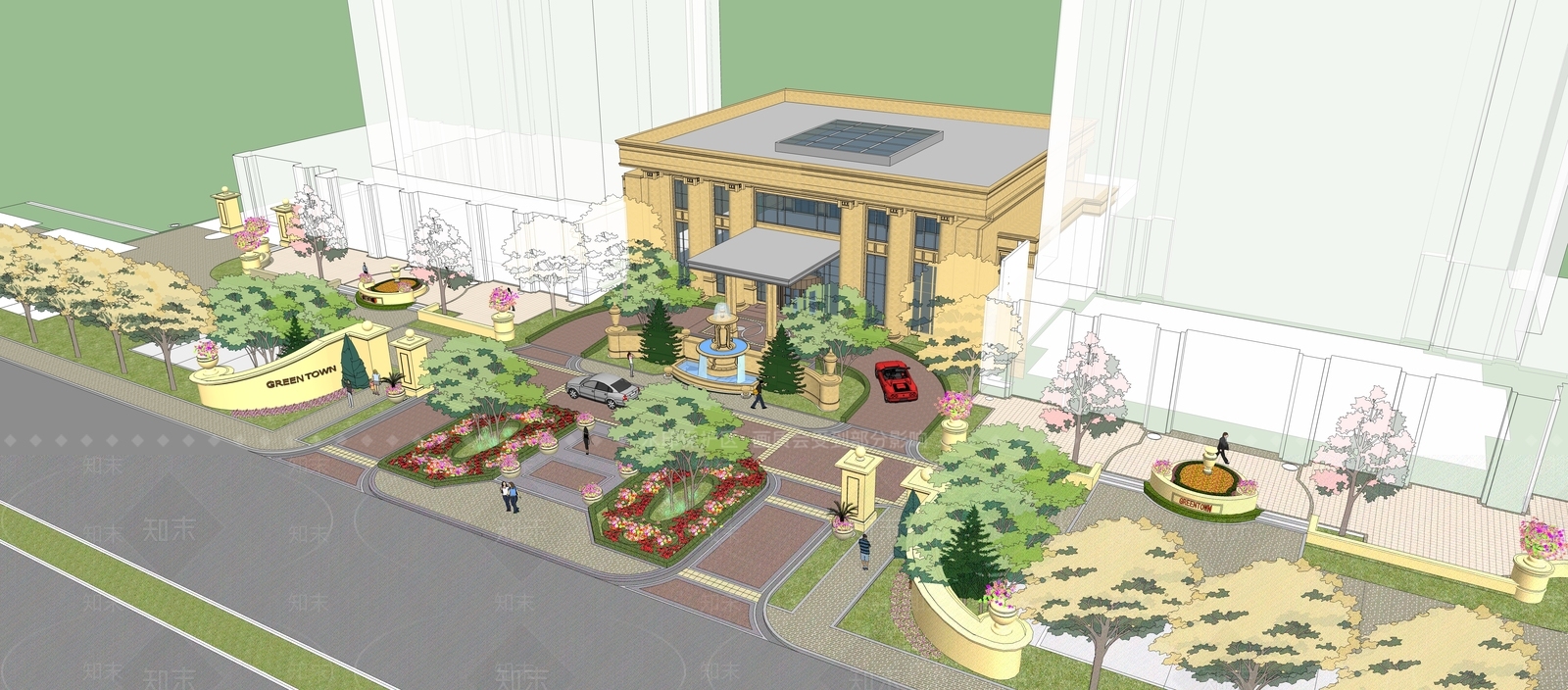 法式入口大门SU模型下载【ID:1191217140】