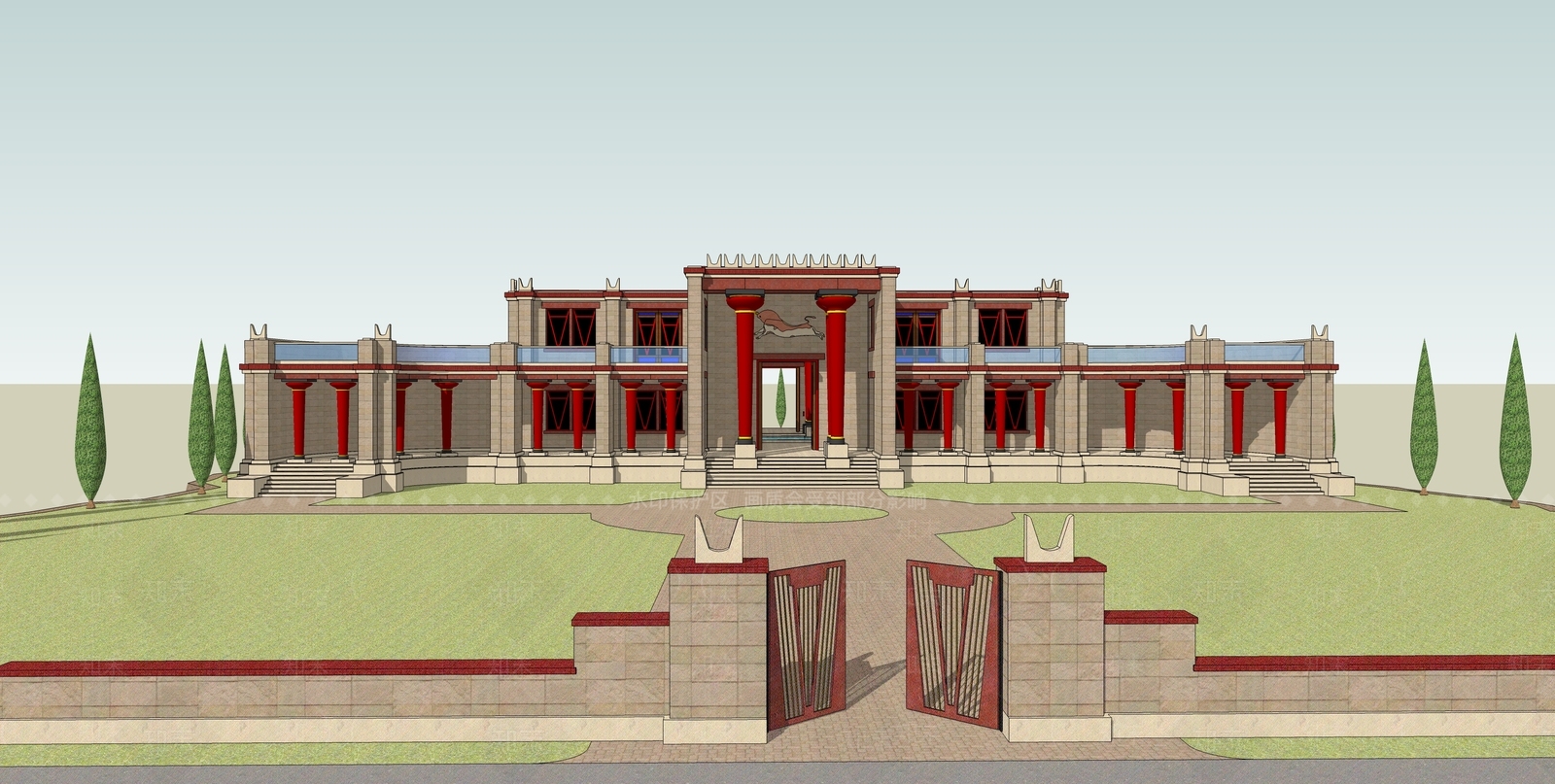 法式入口大门SU模型下载【ID:1191218356】