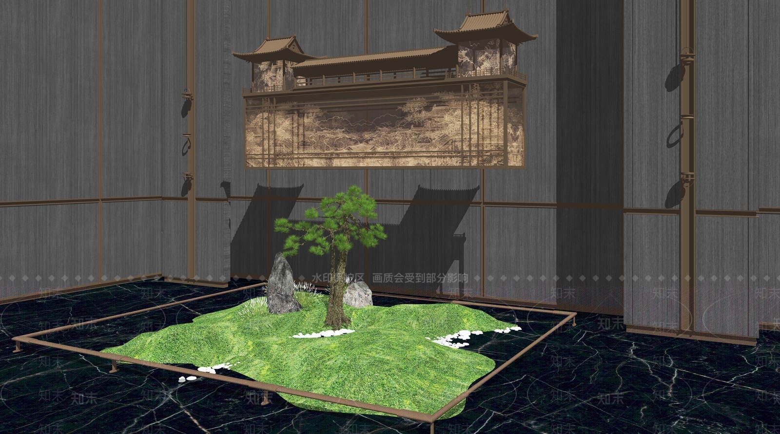 新中式现代艺术装置SU模型下载【ID:1191219106】