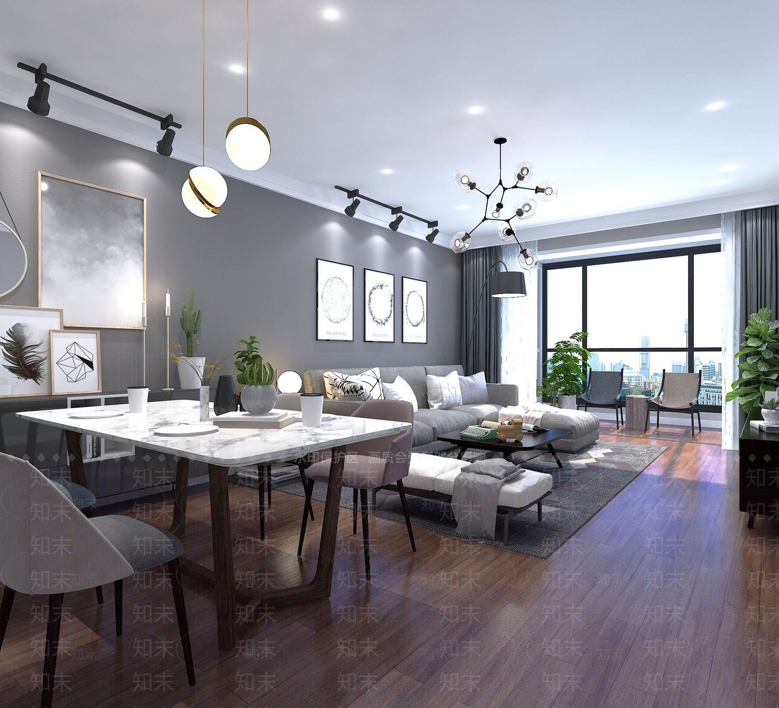 现代风格的客厅3D模型下载【ID:1191221328】