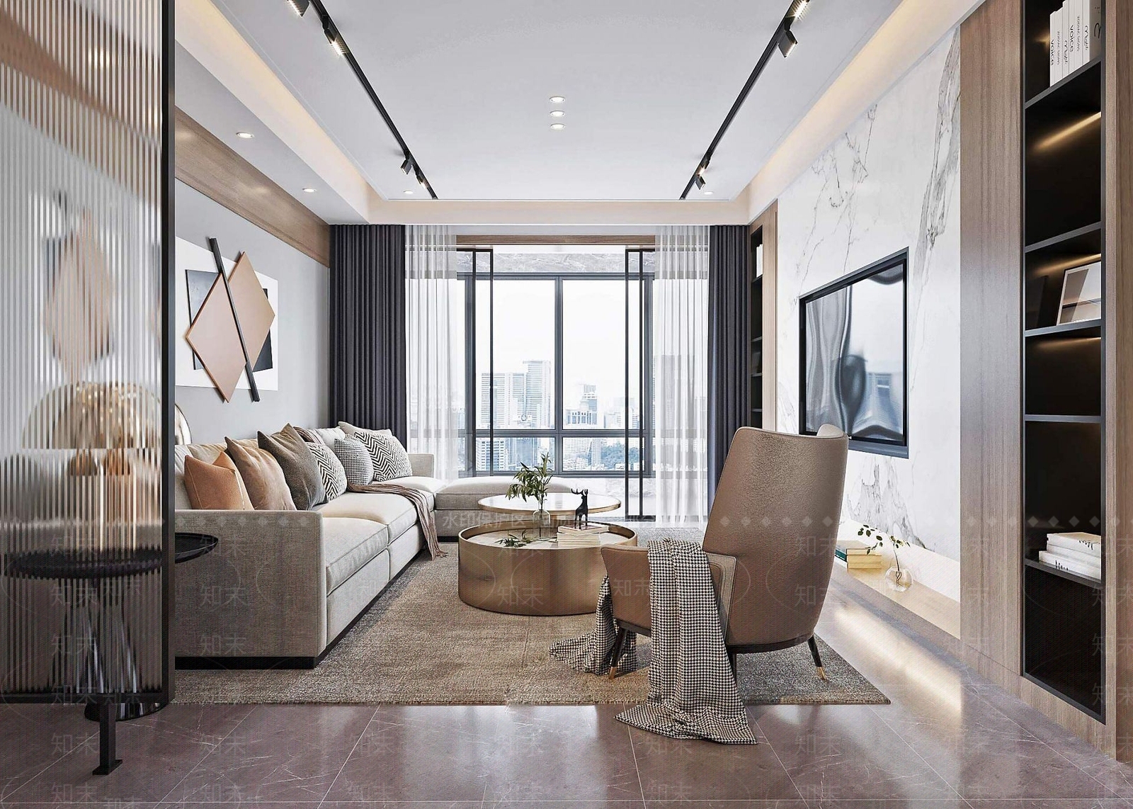 现代风格客厅餐厅3D模型下载【ID:1191359542】