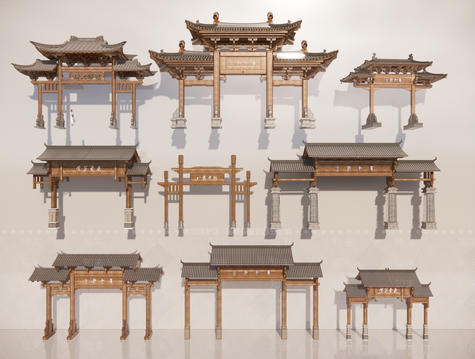 现代新中式牌坊牌楼SU模型下载【ID:1191223037】