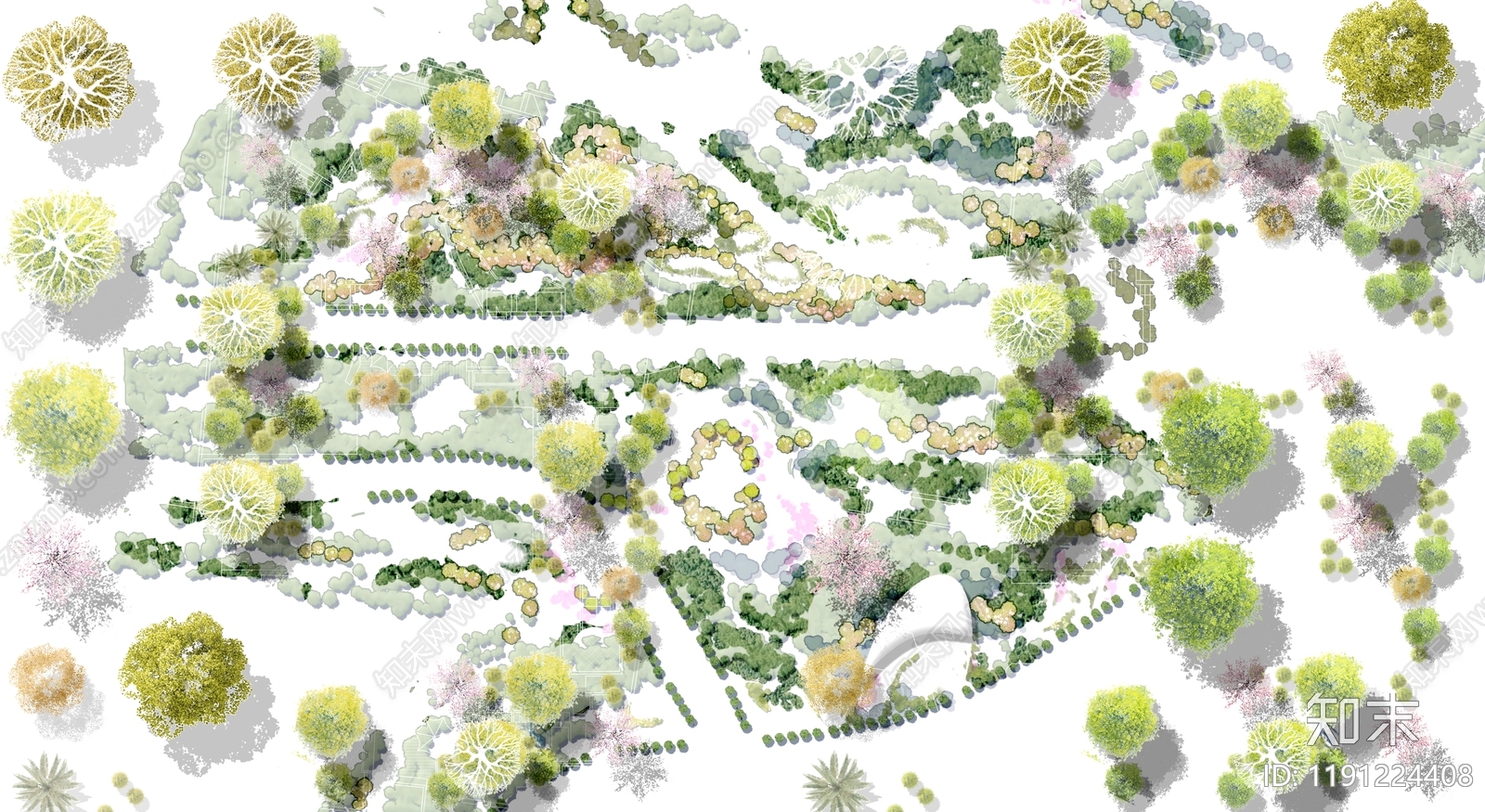 现代新中式景观彩平图下载【ID:1191224408】