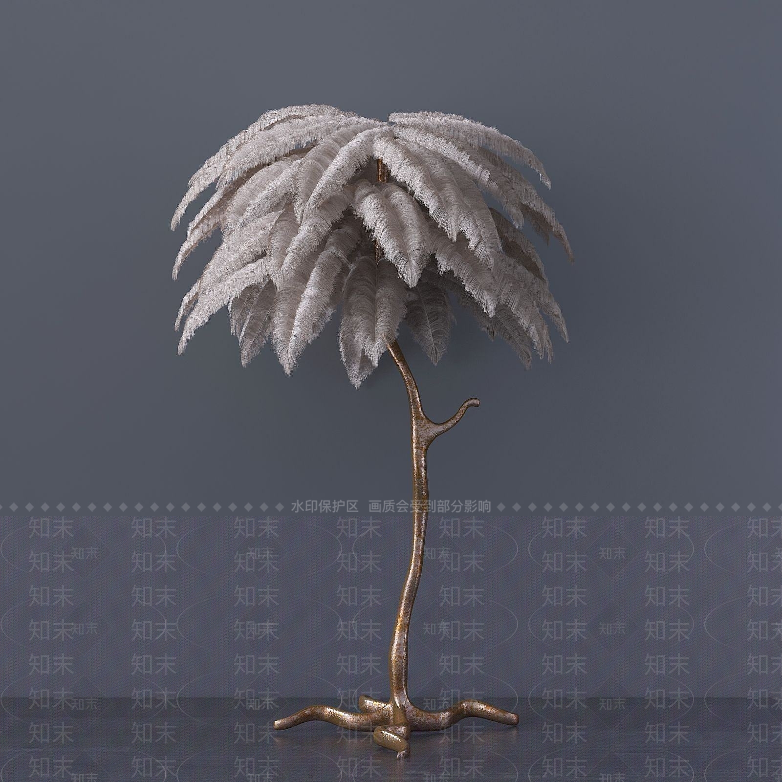 现代装饰椰树落地灯3D模型下载【ID:1191225121】