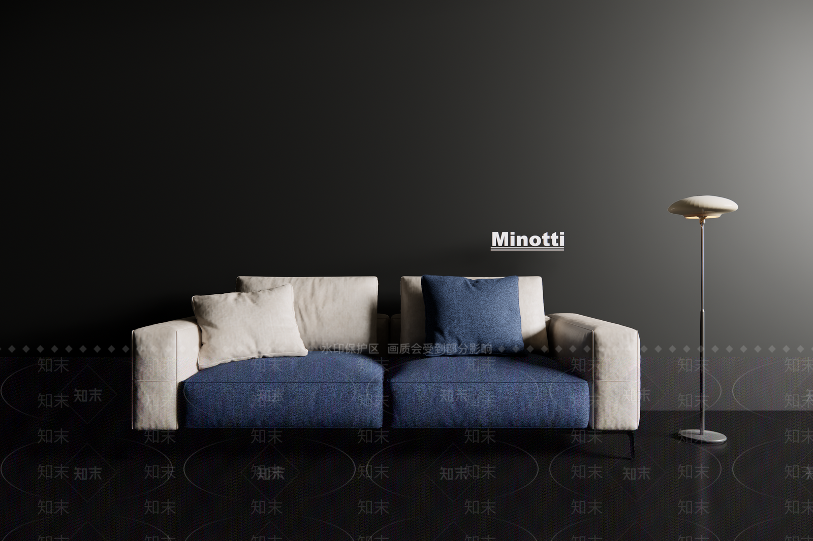 现代复古双人沙发3D模型下载【ID:1191226470】