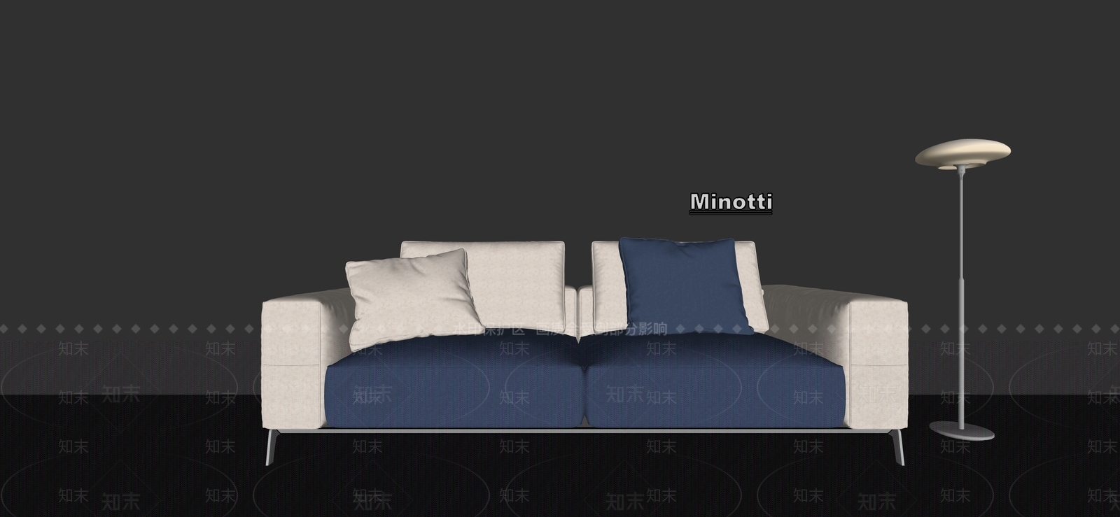 现代复古双人沙发3D模型下载【ID:1191226470】