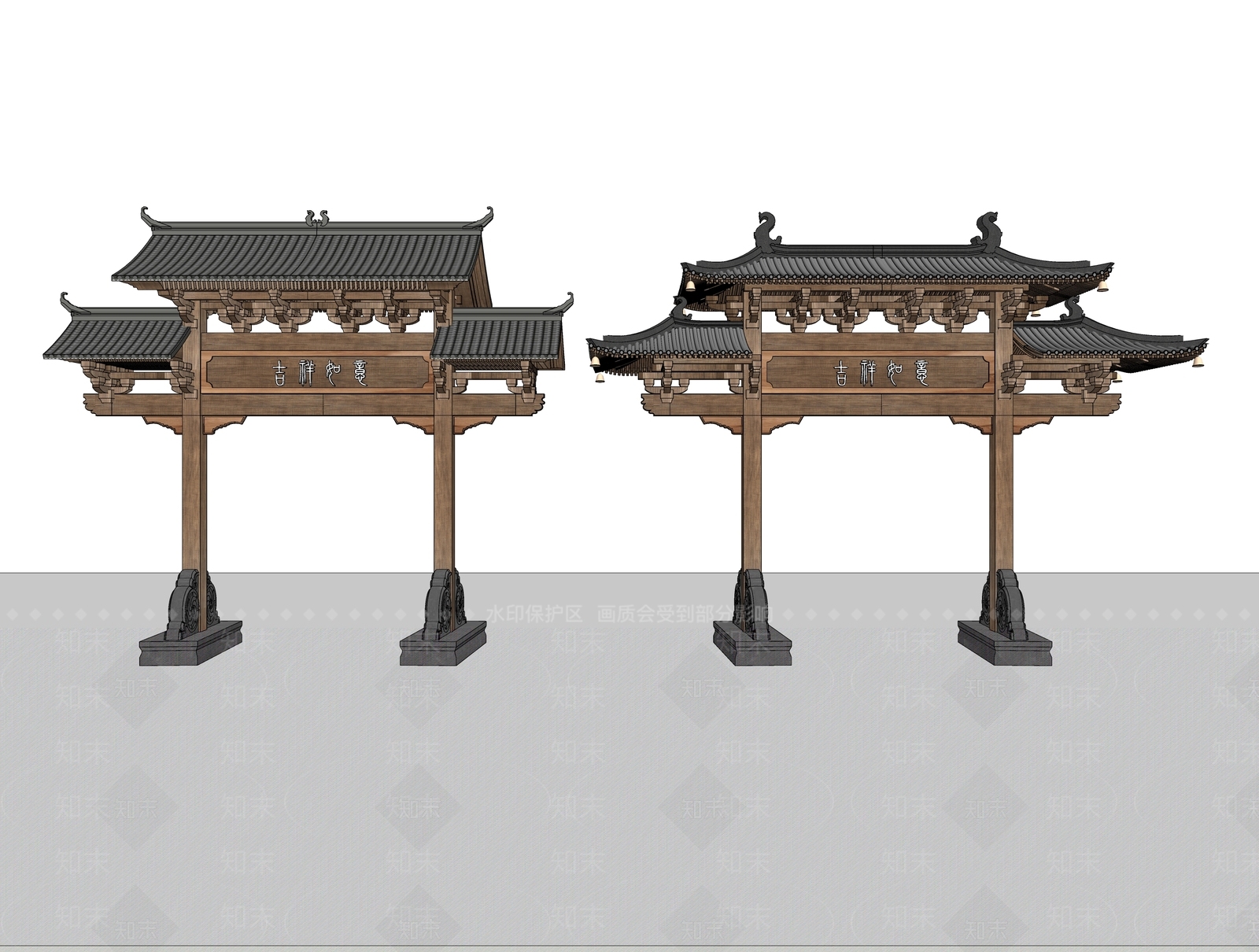 现代牌坊牌楼SU模型草图