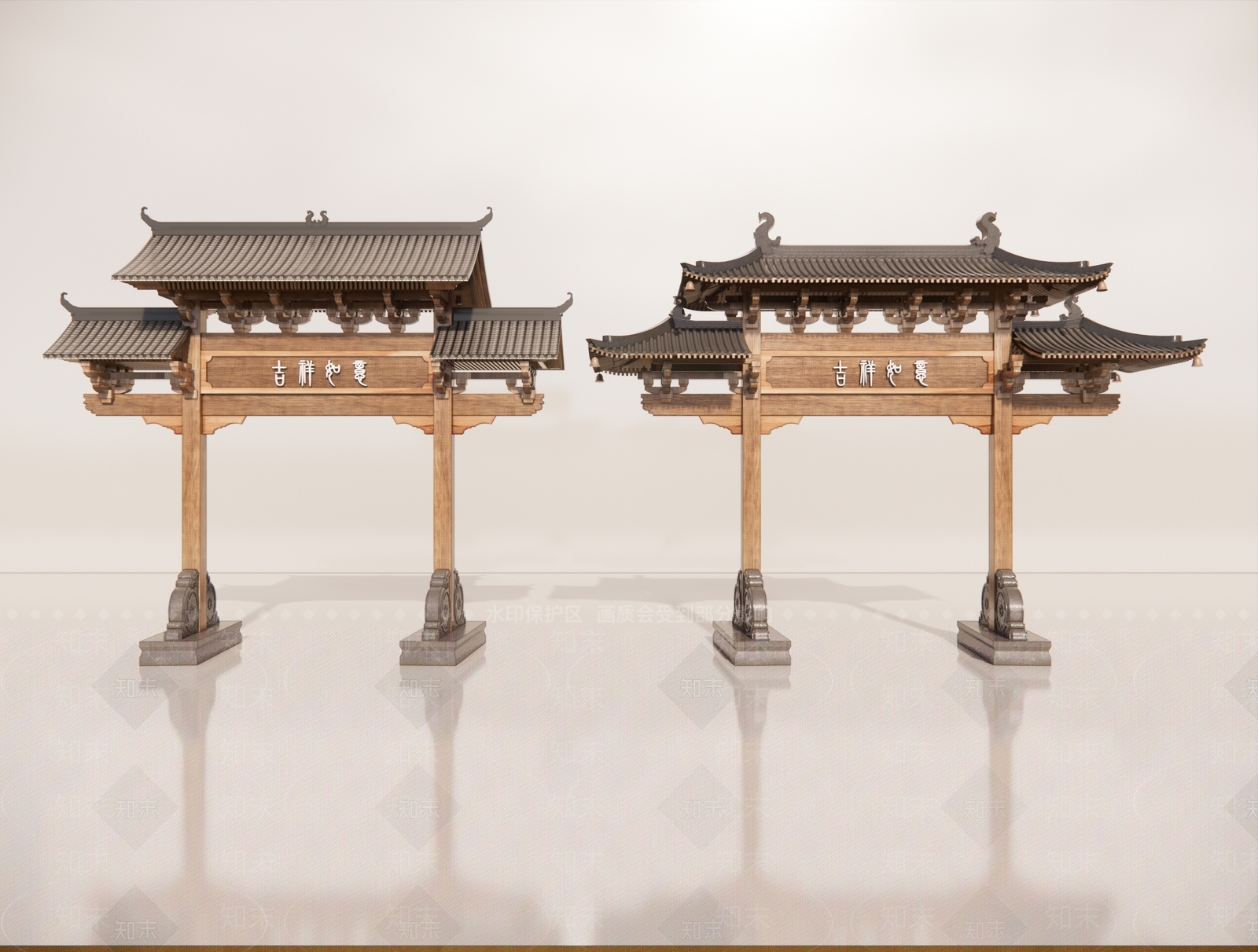 现代新中式牌坊牌楼SU模型下载【ID:1191227035】