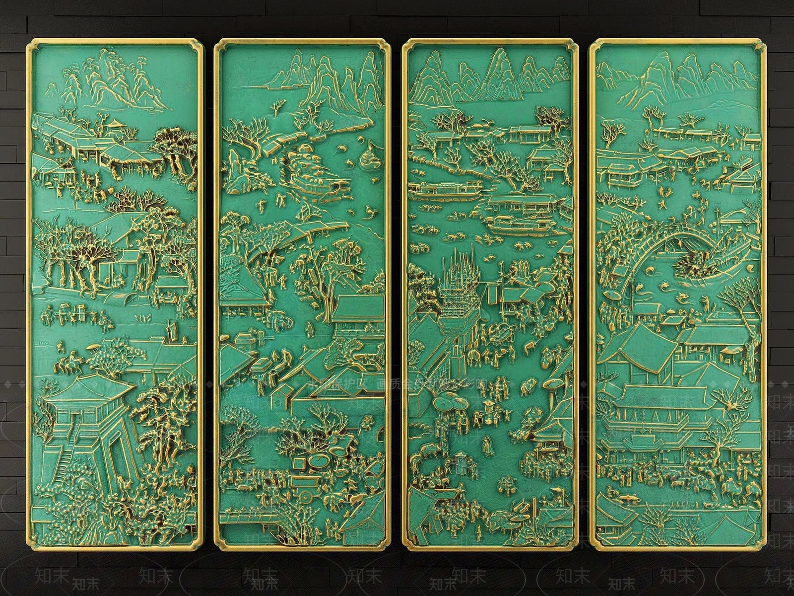 现代雕花花格3D模型下载【ID:1191227073】