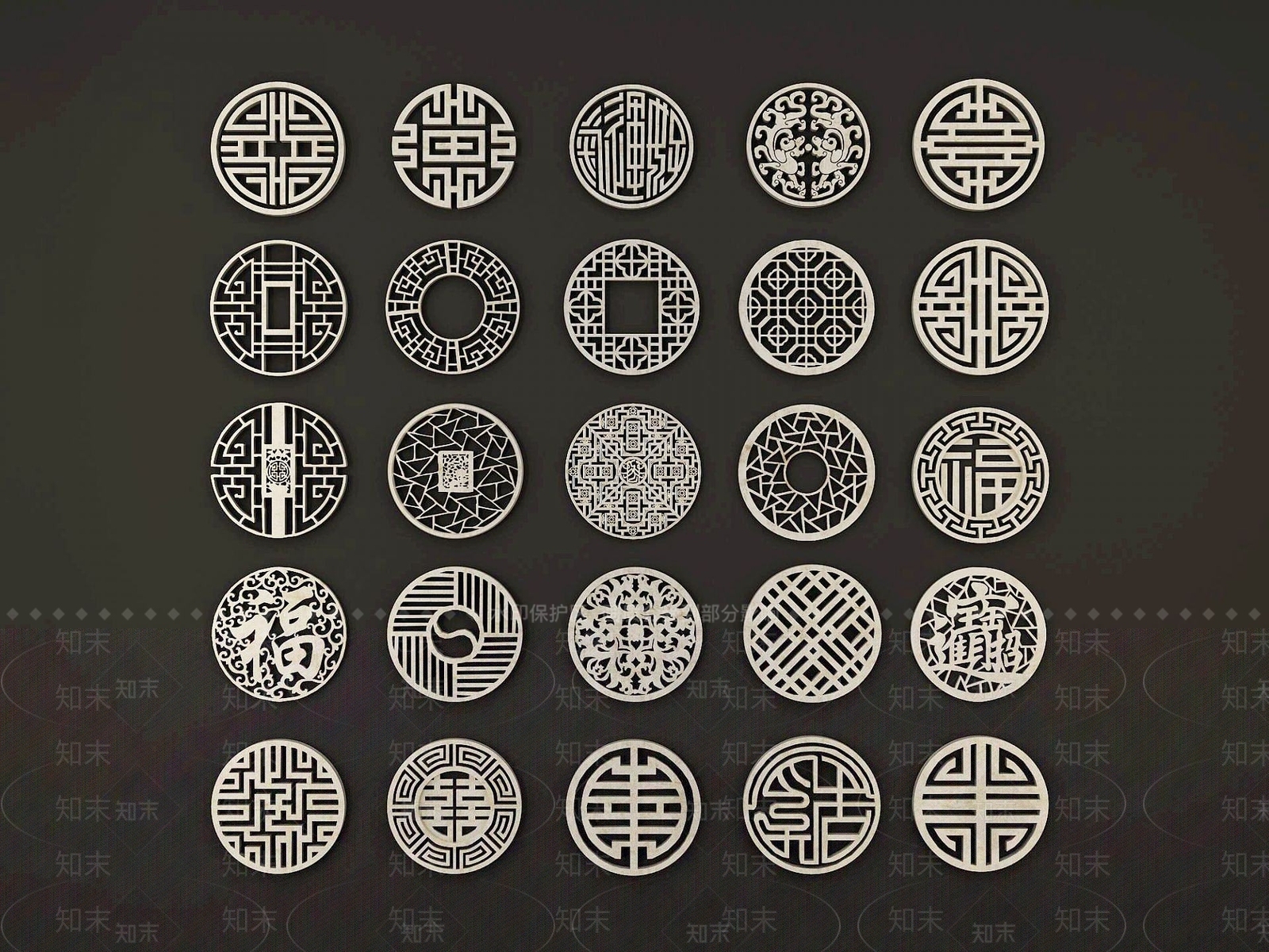 现代雕花花格3D模型下载【ID:1191227190】