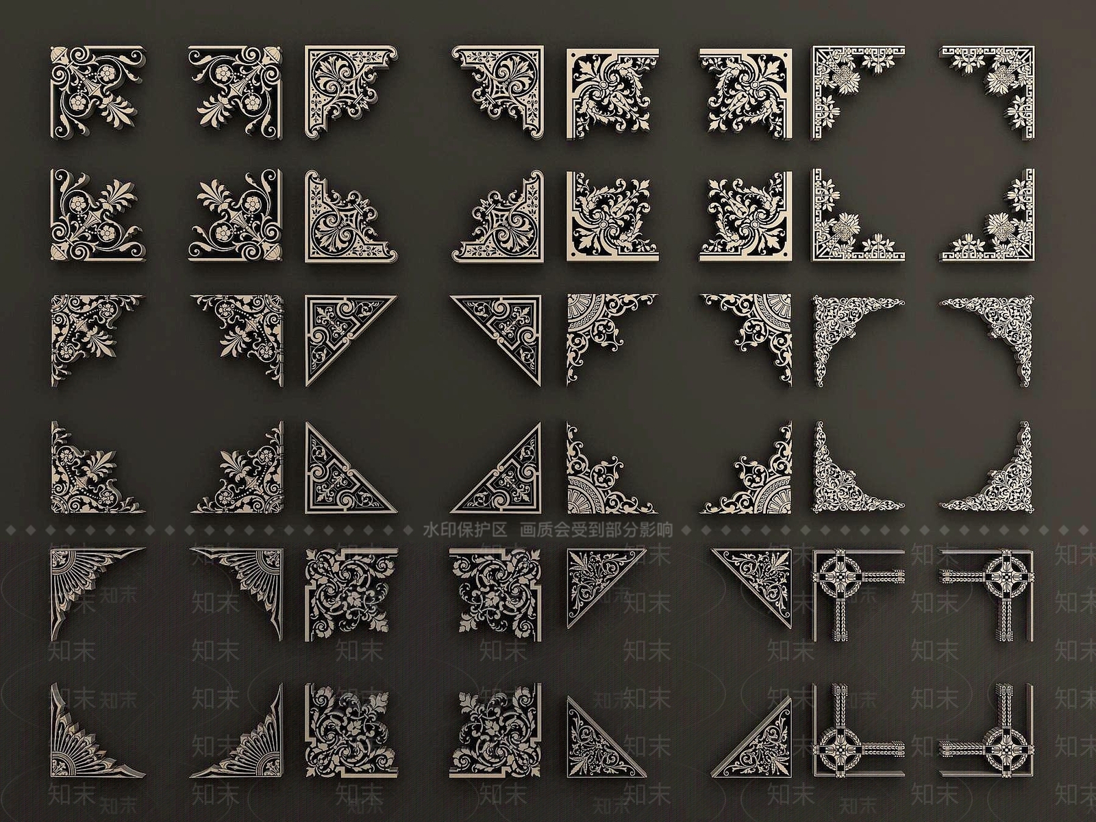 现代雕花花格3D模型下载【ID:1191227353】