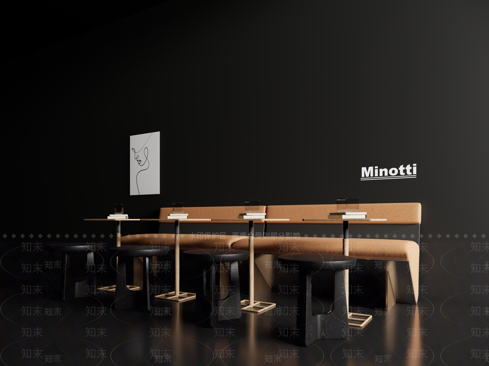 现代复古卡座沙发SU模型下载【ID:1191228591】