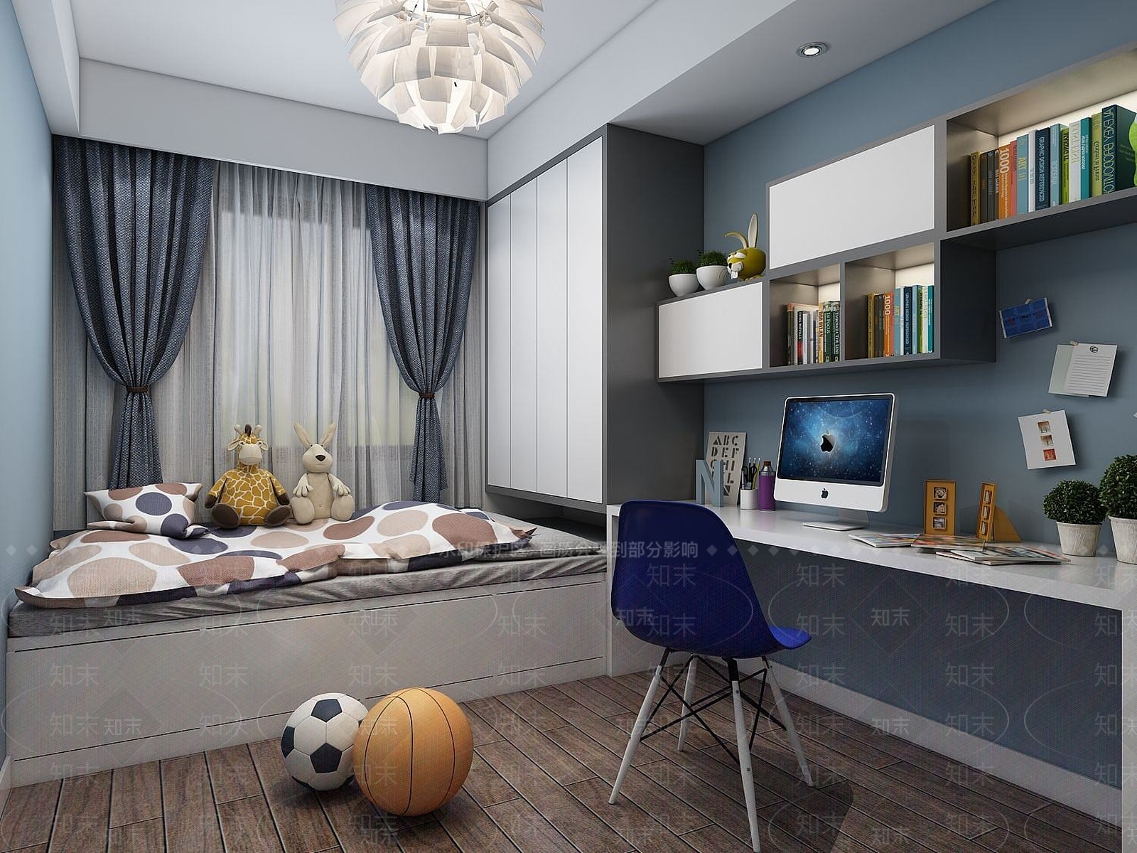 现代榻榻米男孩房3D模型下载【ID:1191230851】