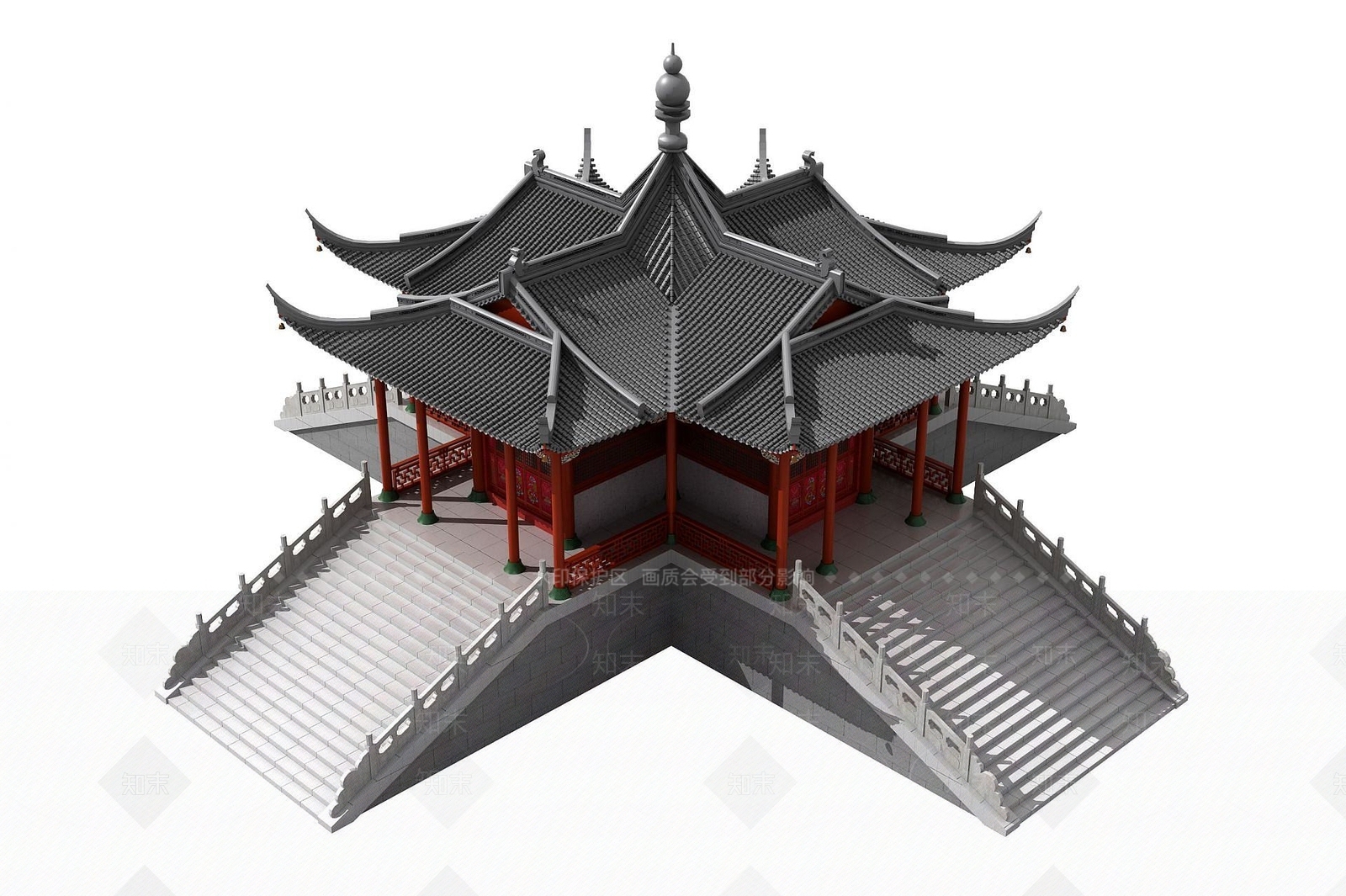 中式古建寺庙佛寺舍利殿33D模型下载【ID:1191359722】