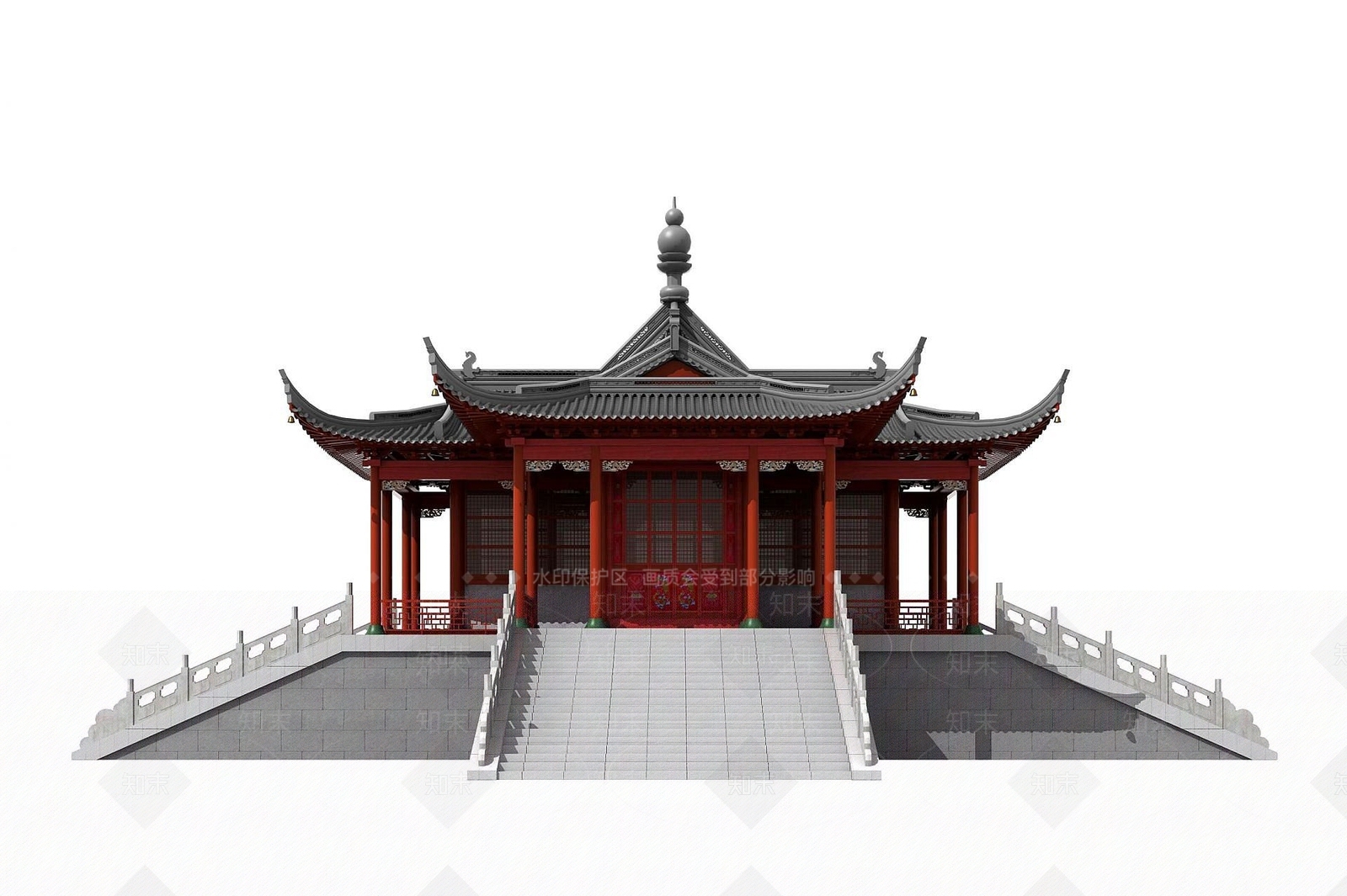 中式古建寺庙佛寺舍利殿33D模型下载【ID:1191359722】