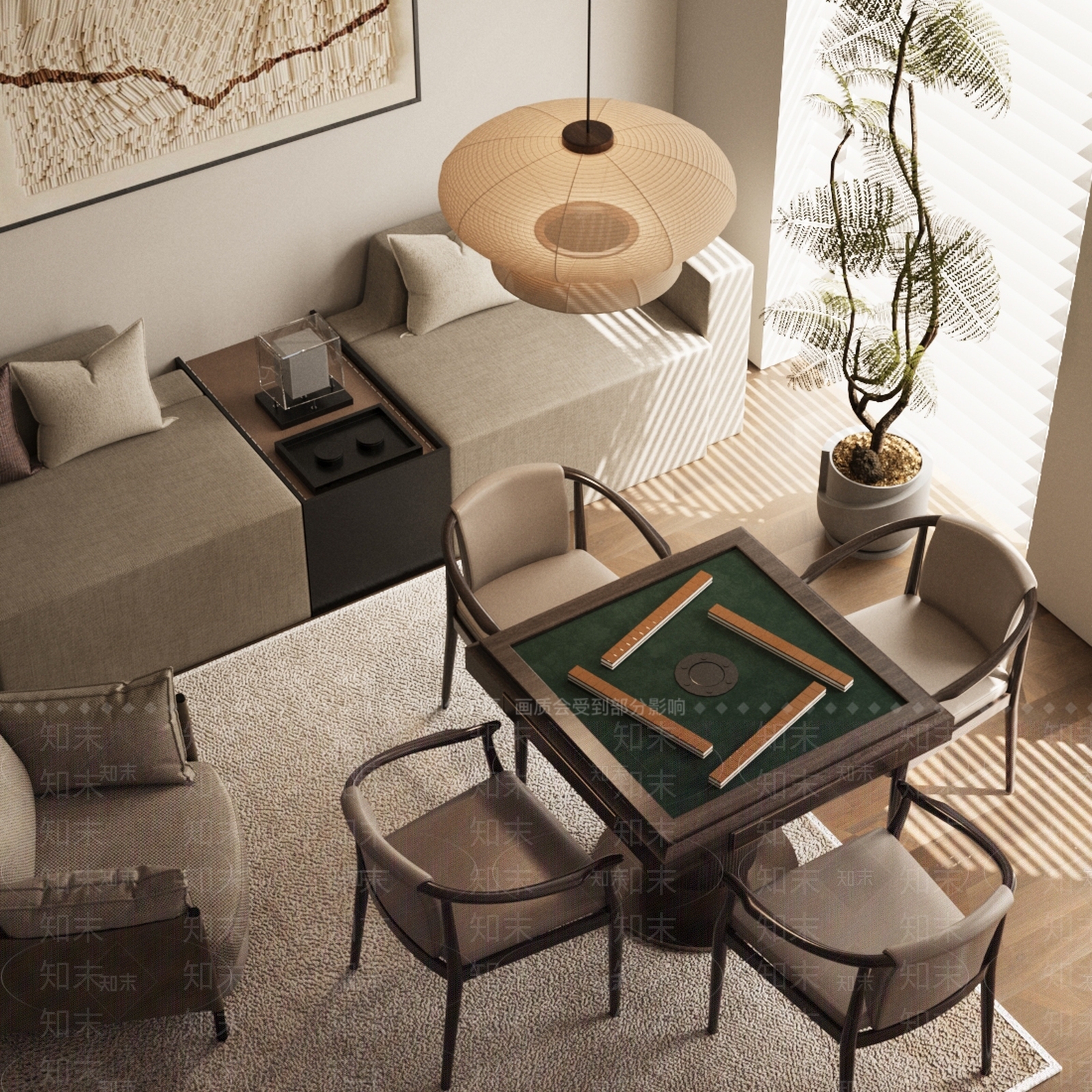 新中式棋牌室SU模型下载【ID:1191231469】