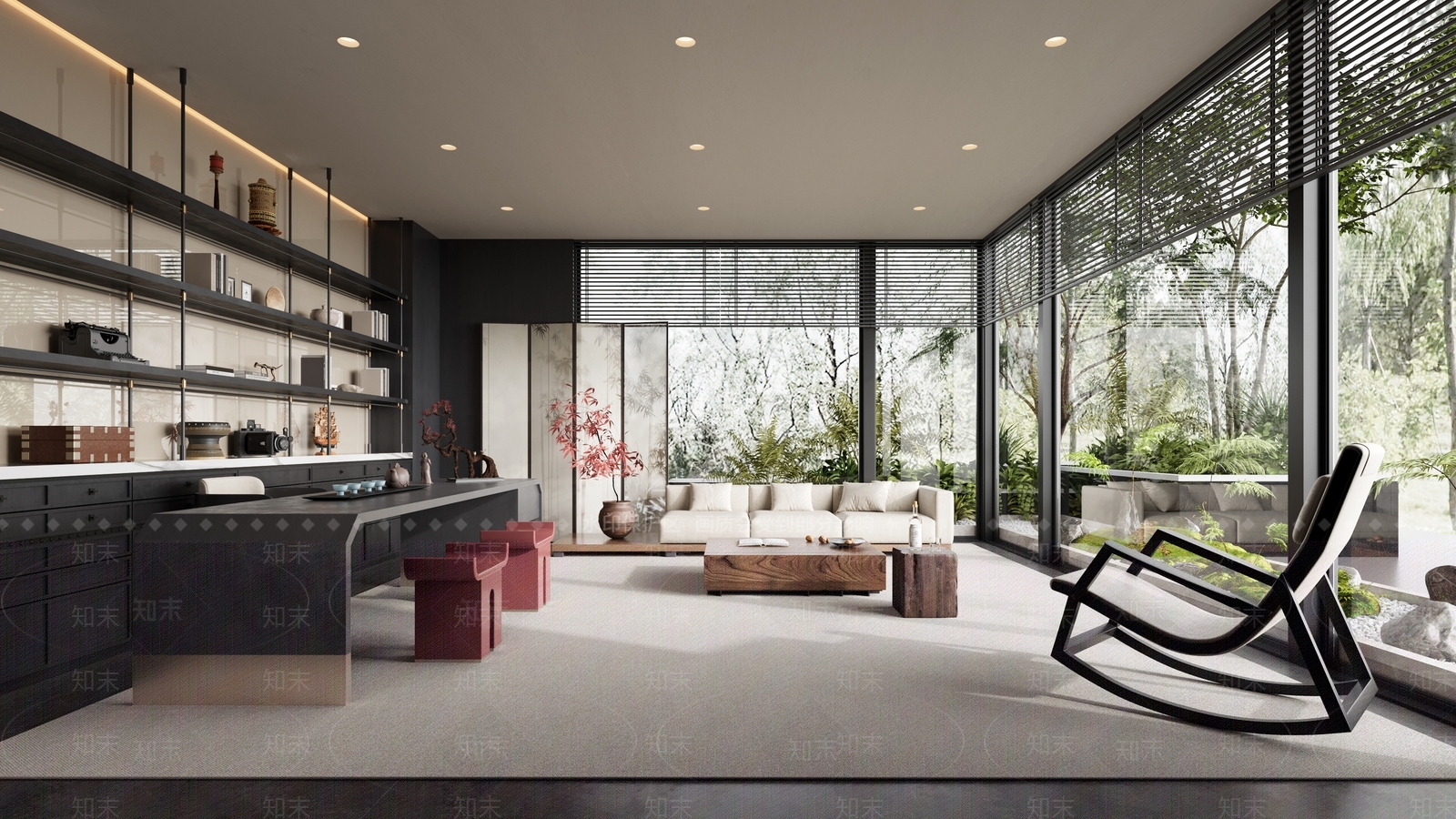 新中式中式茶水间3D模型下载【ID:1191231791】