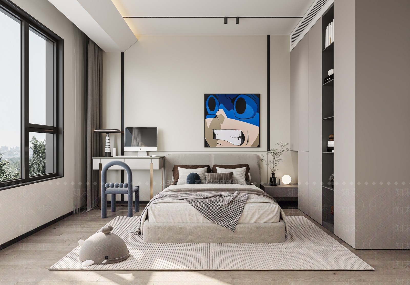 现代男孩房3D模型下载【ID:1191232038】