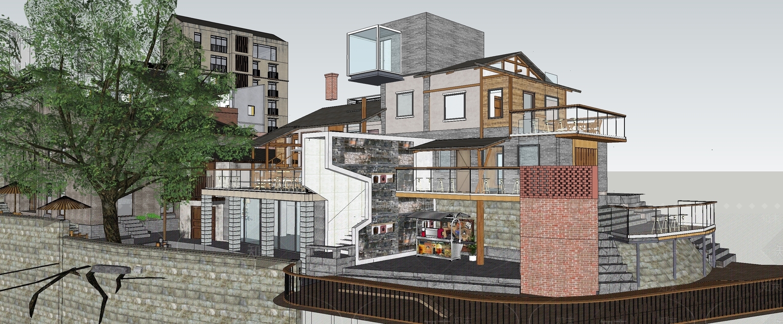 现代其他景观小建筑SU模型下载【ID:1191232404】