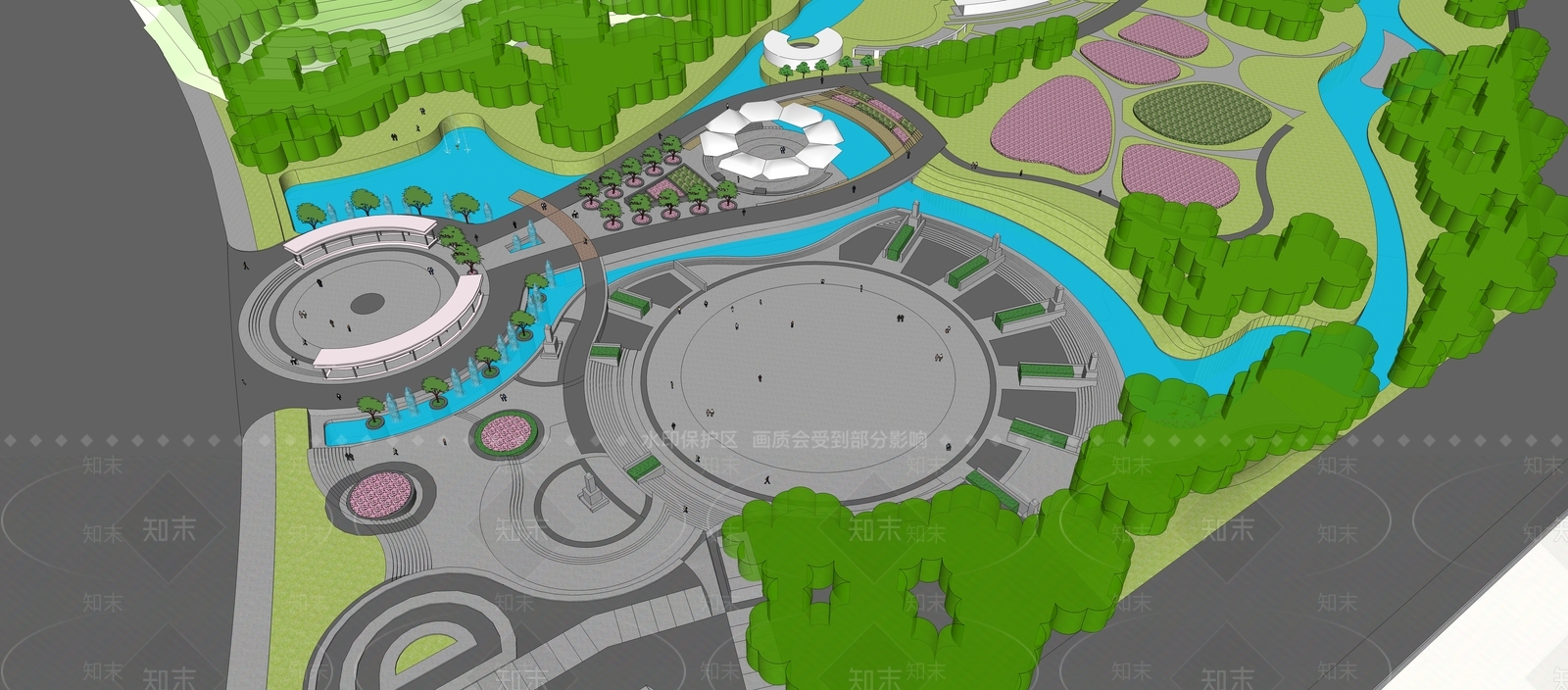 现代景观公园SU模型下载【ID:1191233876】