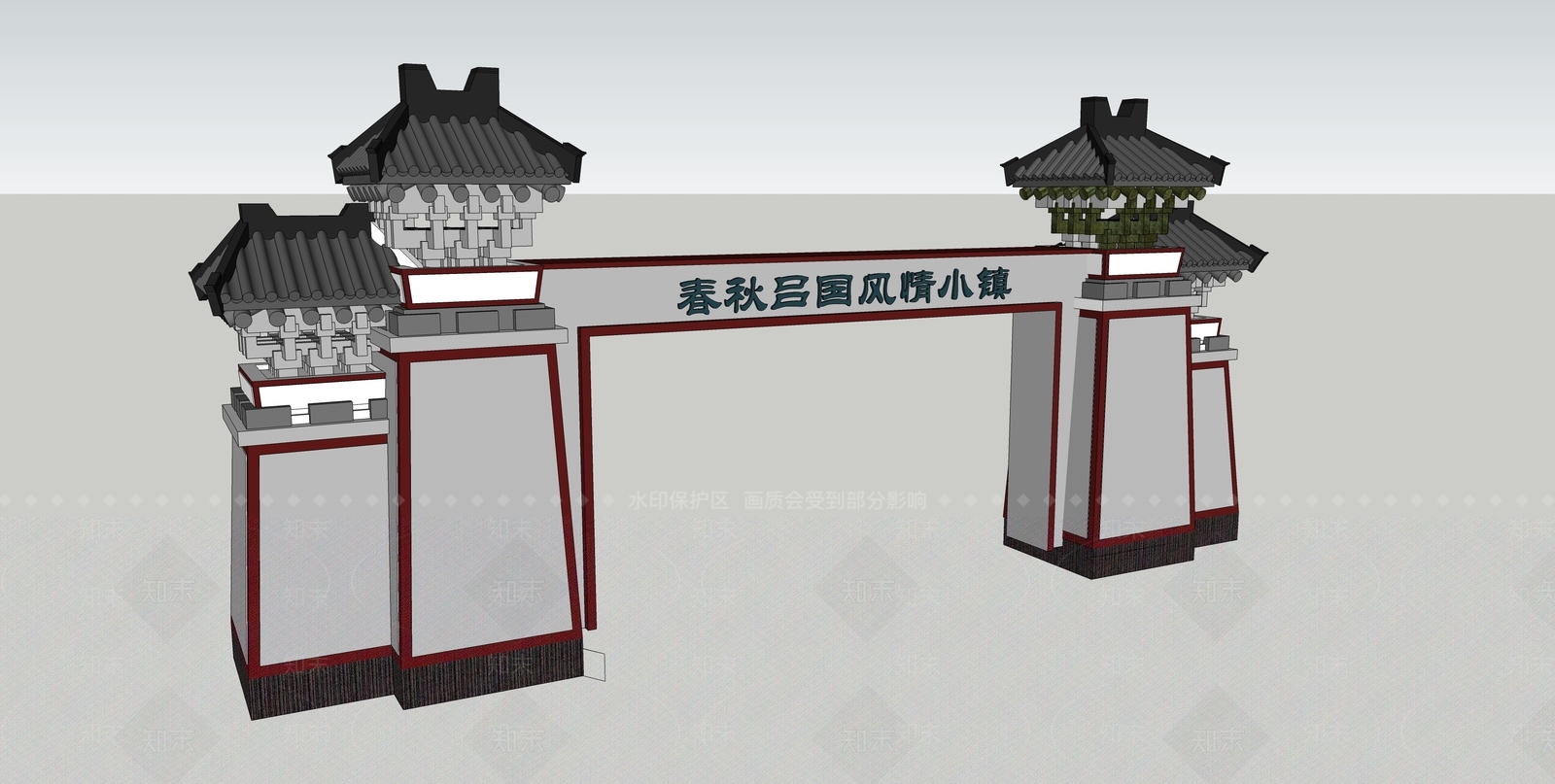 中式牌坊牌楼SU模型下载【ID:1191235185】