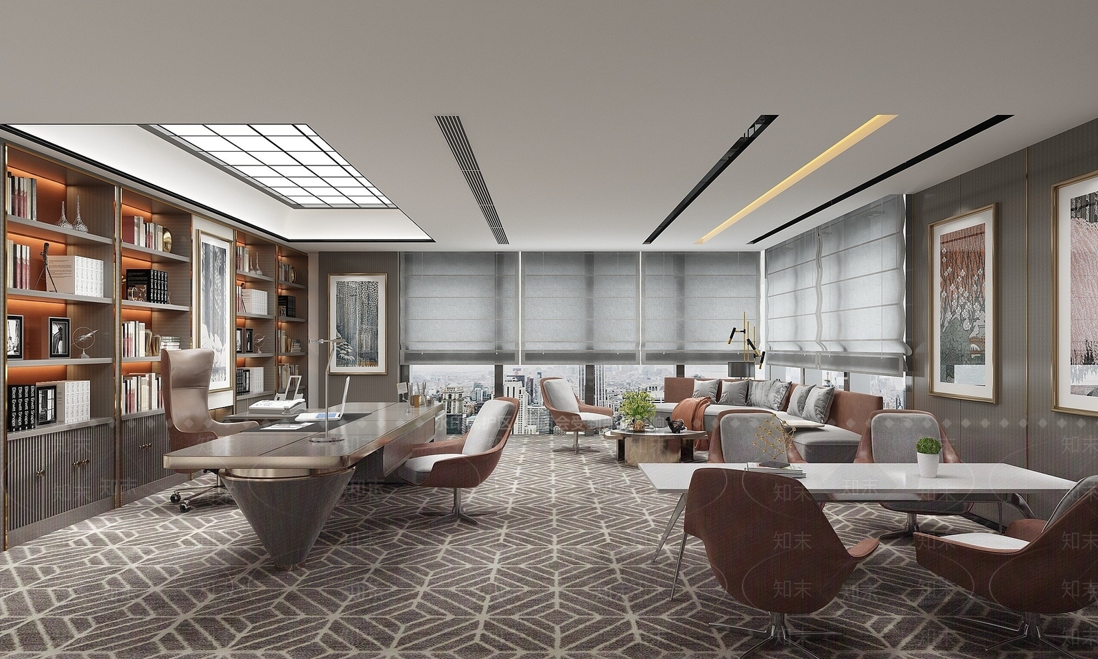 现代办公大厅3D模型下载【ID:1191239986】