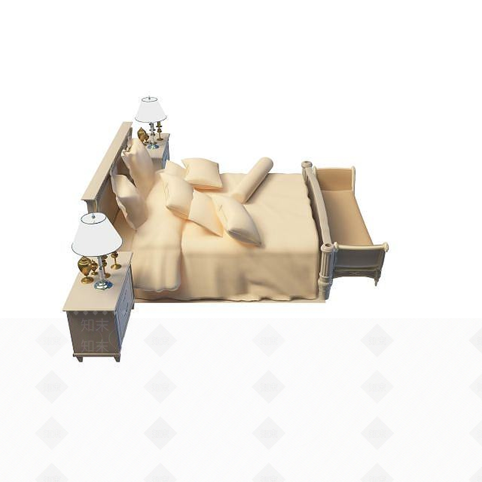 现代双人床3D模型下载【ID:1199507378】